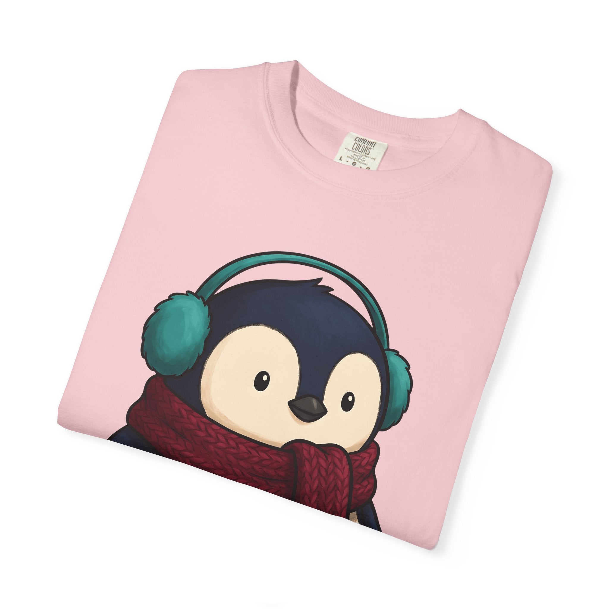 Penguin Shirt Animals Frost Gift Women Whimsical Tee Puffin T-Shirt Wildlife Fan Cartoon Tshirt Frosty Graphic Line Art Winter Wrap Tshirt