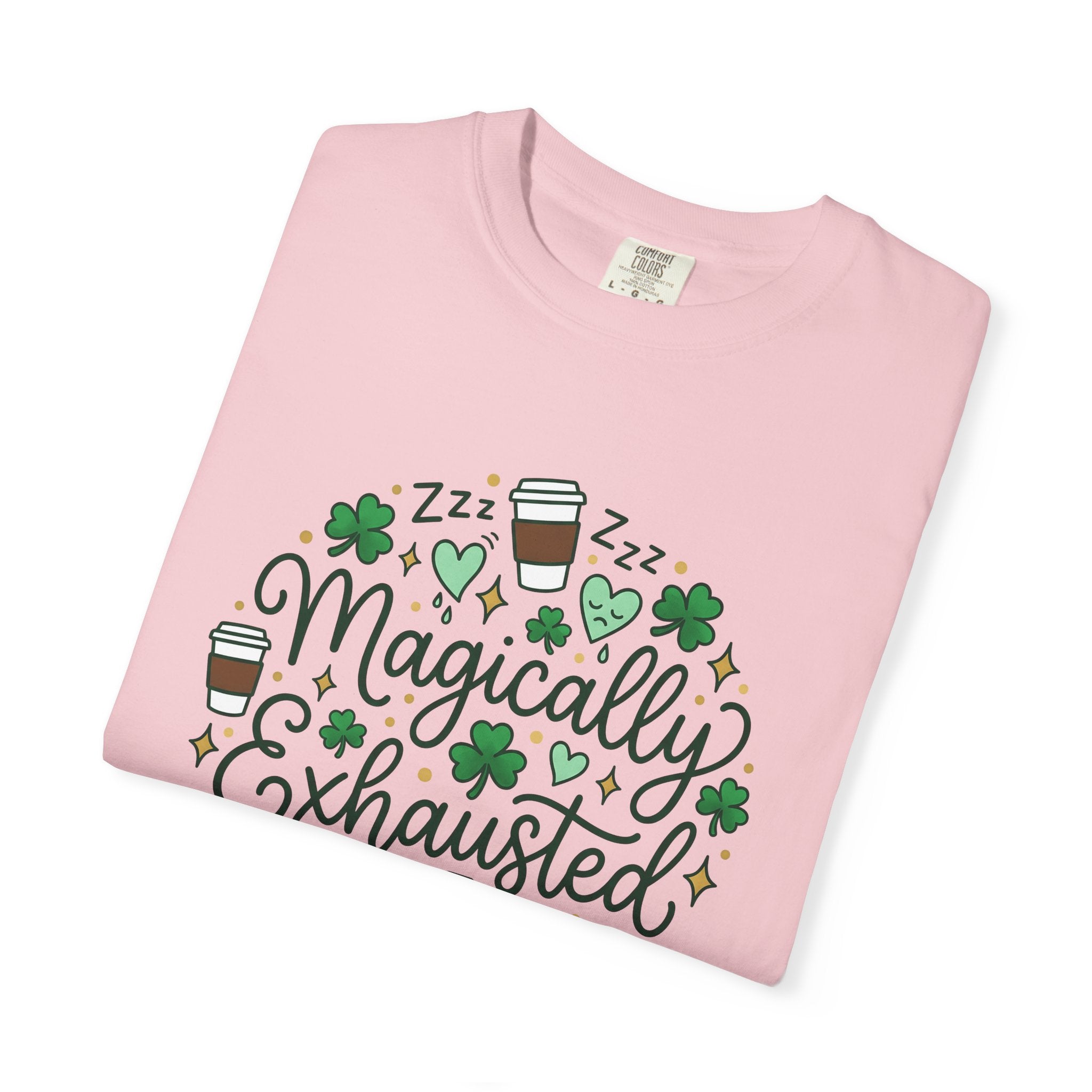 Shamrock Coffee Cup Shirt St Patrick's Day Coffee Gift Women Doodle Tee Coffee Mug T-Shirt Irish Fan Coffee Cup Graphic Tshirt Hand Drawn
