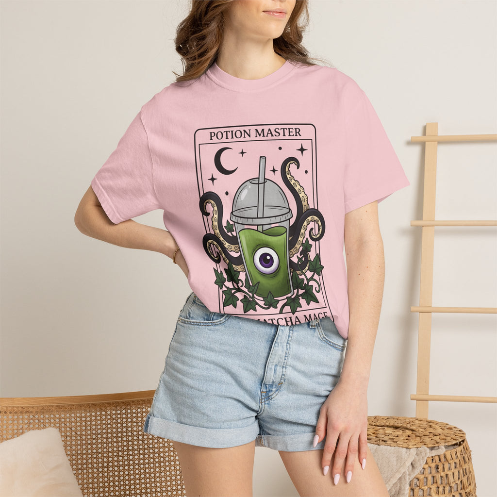 Matcha Drink Monster Shirt Boho Chic Occult Gift Women Gothic Tee Green Tea T-Shirt Bohemian Fan Dark Art Tshirt Mystical Graphic Tattoo