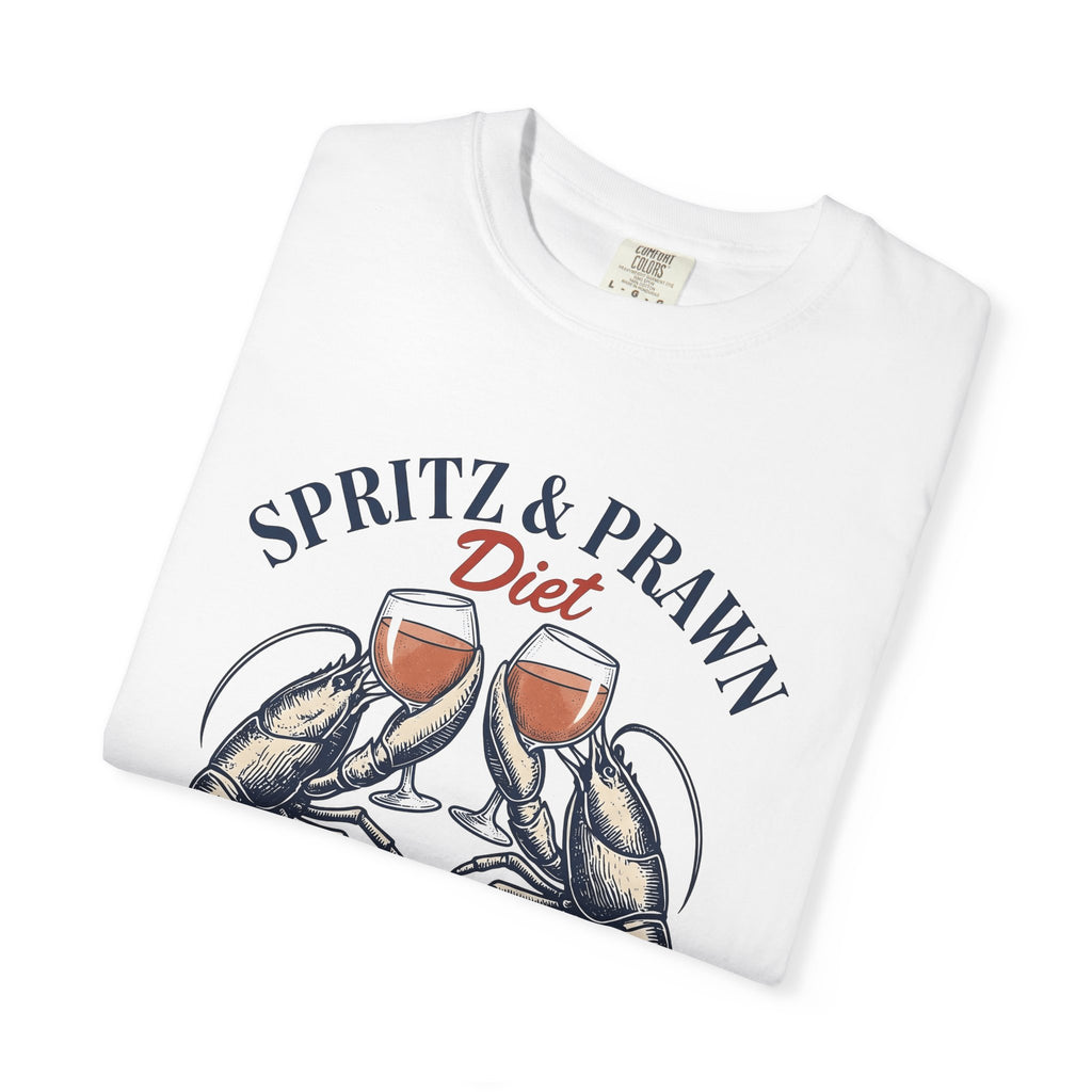 Prawn Wine Glass Shirt Funny Foodie Gift Women Vintage Tee Wineglass T-Shirt Humor Fan Retro Tshirt Gourmet Graphic Hand Drawn Seafood