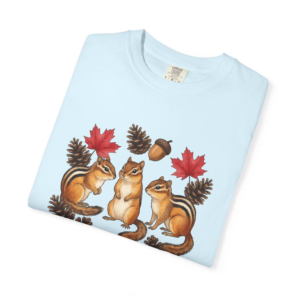 Chipmunk Trio Shirt Animals Nature Gift Women Cartoon Tee Squirrels T-Shirt Wildlife Fan Cartoonish Tshirt Environmental Graphic Oil Paint