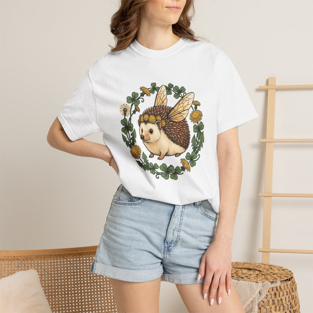 Magical Hedgehog Shirt Animals & Flowers Farmhouse Gift Women Floral Tee Hedgehog T-Shirt Flower Fan Botanical Tshirt Rustic Graphic Retro