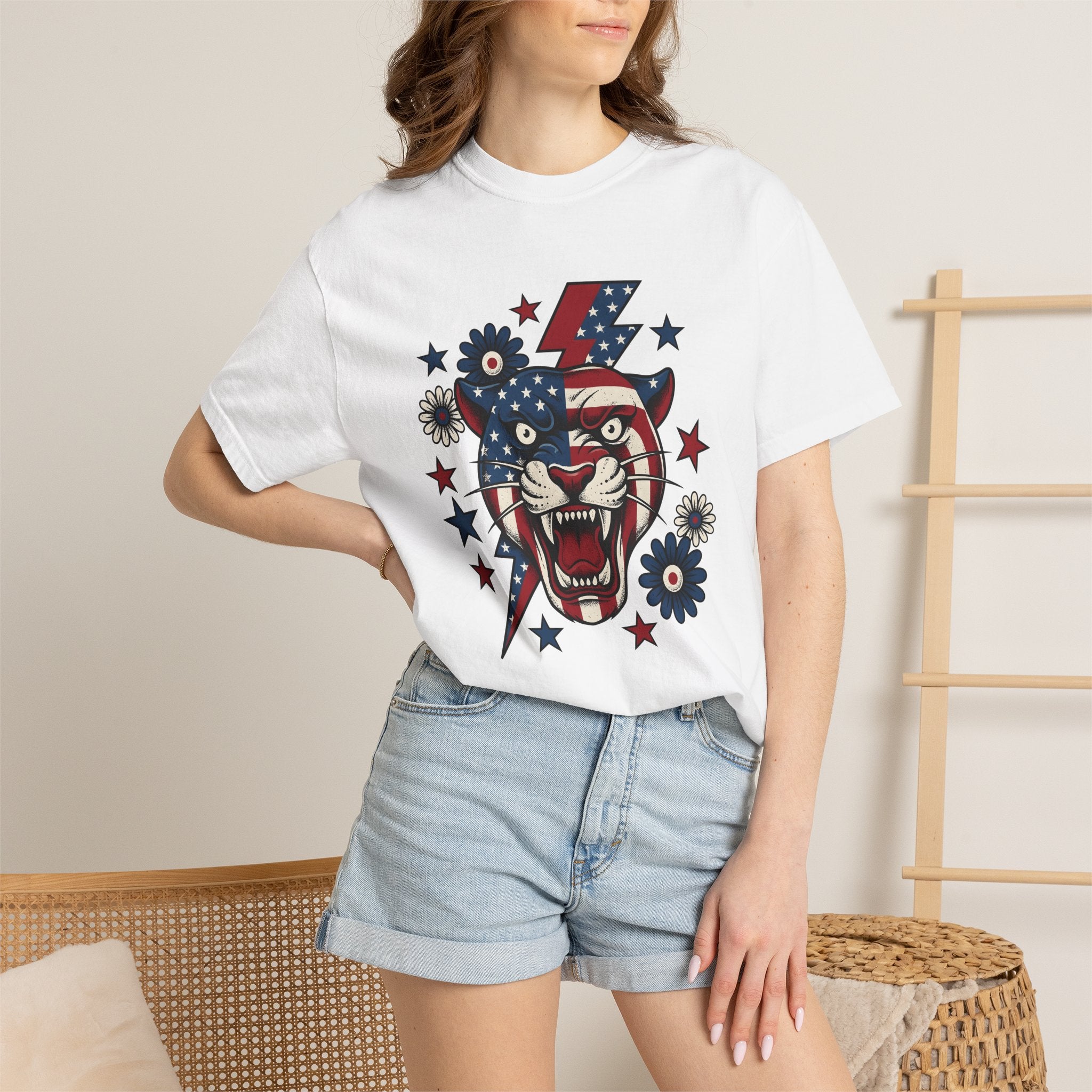 Freedom Panther Shirt America Fauna Gift Women Heritage Tee Black Panther T-Shirt Patriot Fan American Tshirt Wildlife Graphic