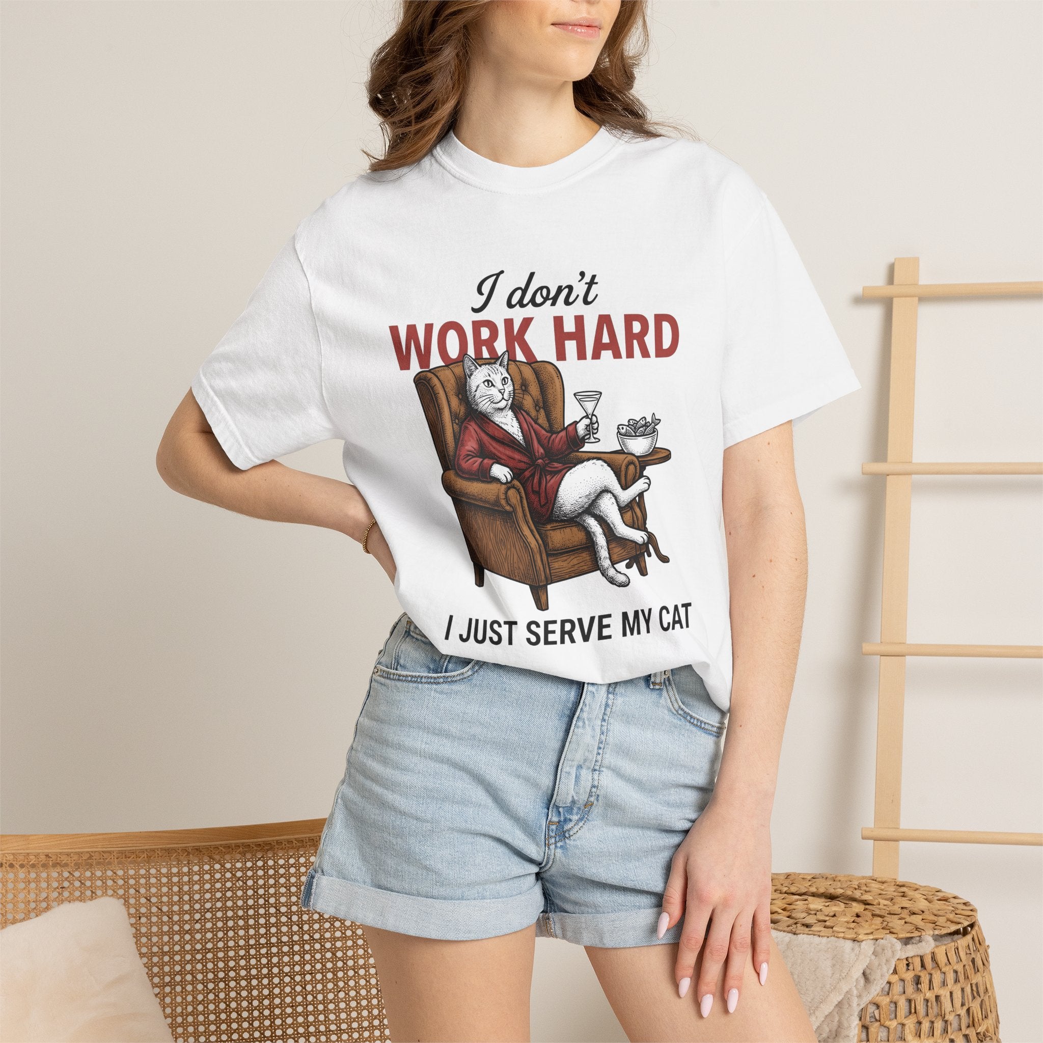 Cat Lounge Chair Shirt Cat Satire Gift Women Nostalgic Tee Cat Chair T-Shirt Cat Fan Feline Tshirt Sarcastic Graphic Line Art Beverage Glass