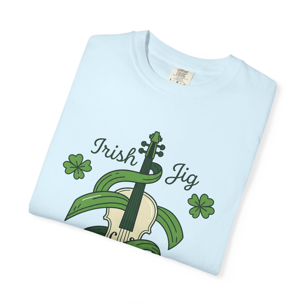 Fiddle Clover Shirt St Patrick's Day Sound Gift Women Line Art Tee Shamrock T-Shirt Luck Fan Illustrated Graphic Tshirt Antique Green Leaf