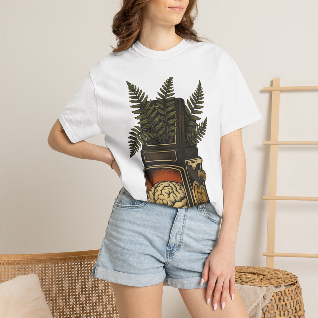 Antique Camera Mind Shirt Boho Chic Abstract Gift Women Floral Tee Vintage Camera T-Shirt Hippie Fan Bohemian Tshirt Surreal Graphic Classic