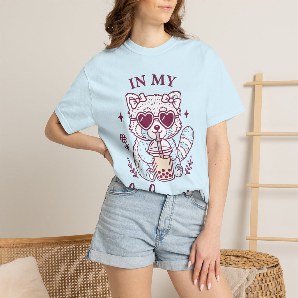 Raccoon Bubble Tea Shirt Coffee Wildlife Gift Women Kawaii Tee Boba T-Shirt Coffee Fan Cute Tshirt Animal Graphic Sketch Heart Shades Tshirt