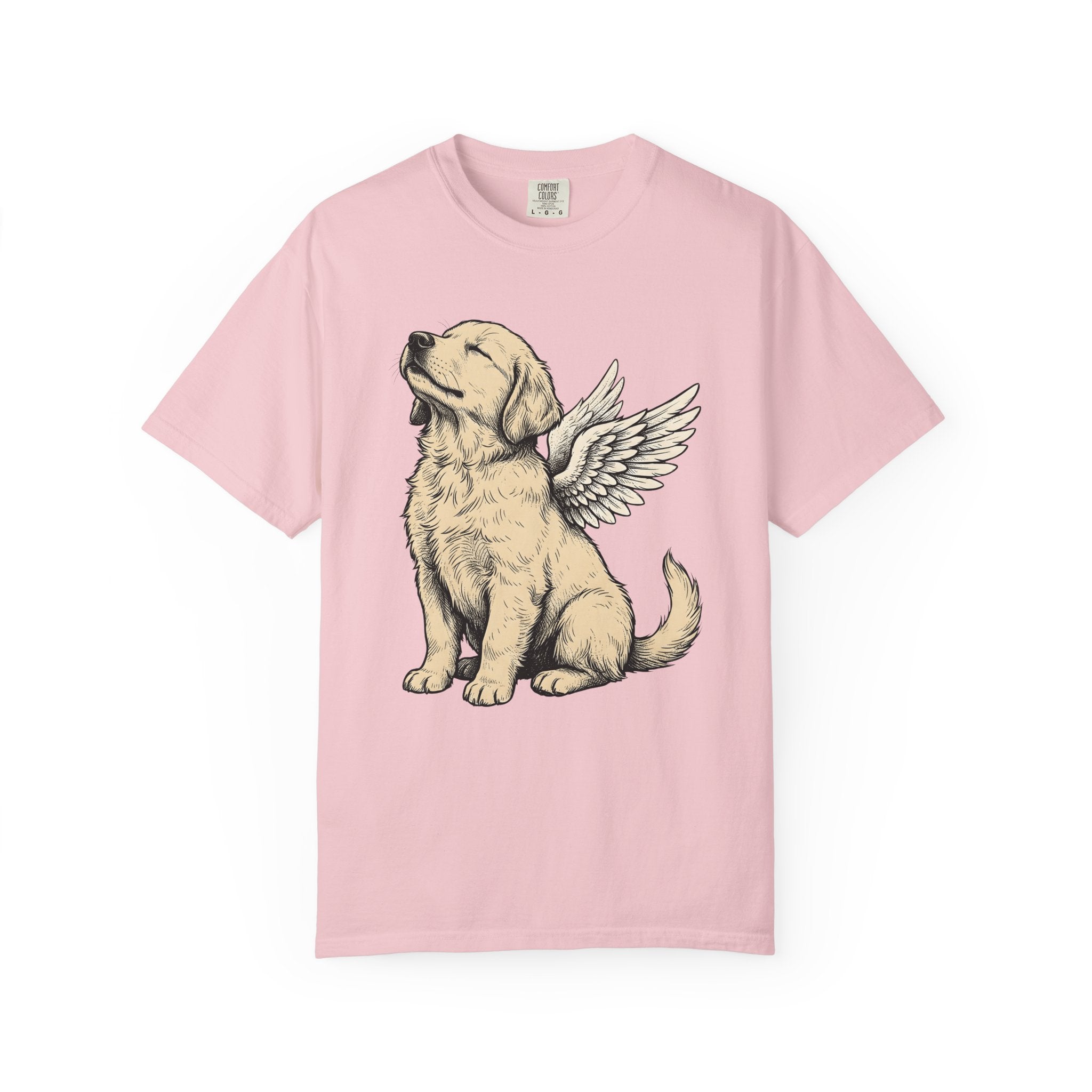Angel Dog Shirt Dog Angel Gift Women Hand Drawn Tee Puppy T-Shirt Dog Fan Canine Tshirt Spiritual Graphic Vintage Wings Tshirt