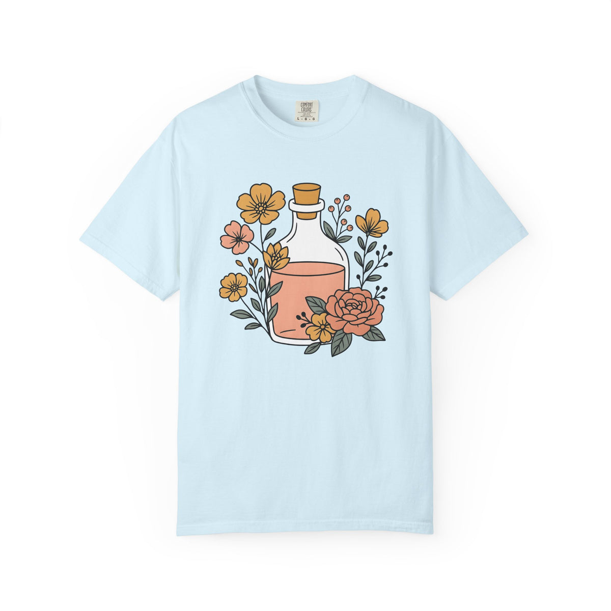 Potion Bottle Shirt Halloween Botanical Gift Women Floral Graphic Tee Apothecary T-Shirt Spooky Fan Graphic Tshirt Floral Illustration