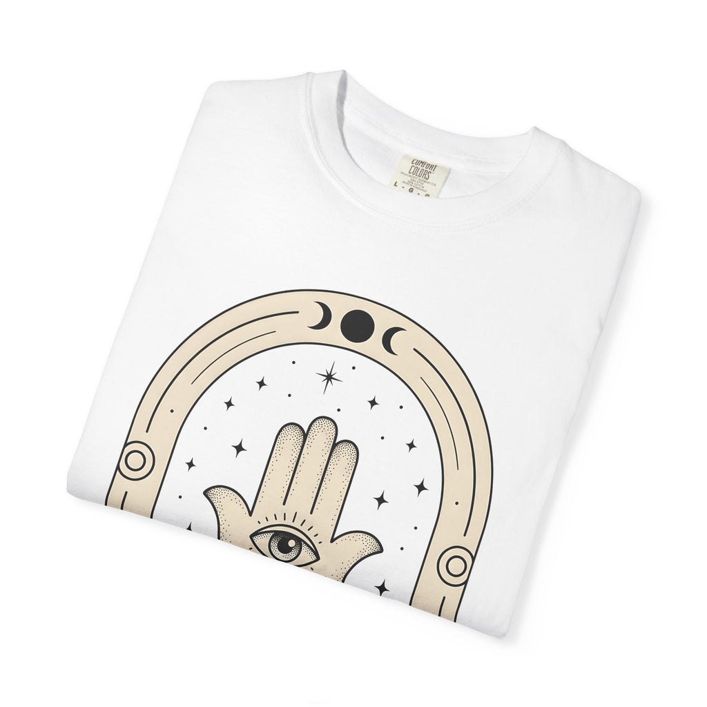 Hamsa Hand Shirt Boho Chic Spiritual Gift Women Mystical Tee Hand Of Fatima T-Shirt Bohemian Fan Esoteric Tshirt Sacred Graphic Minimal