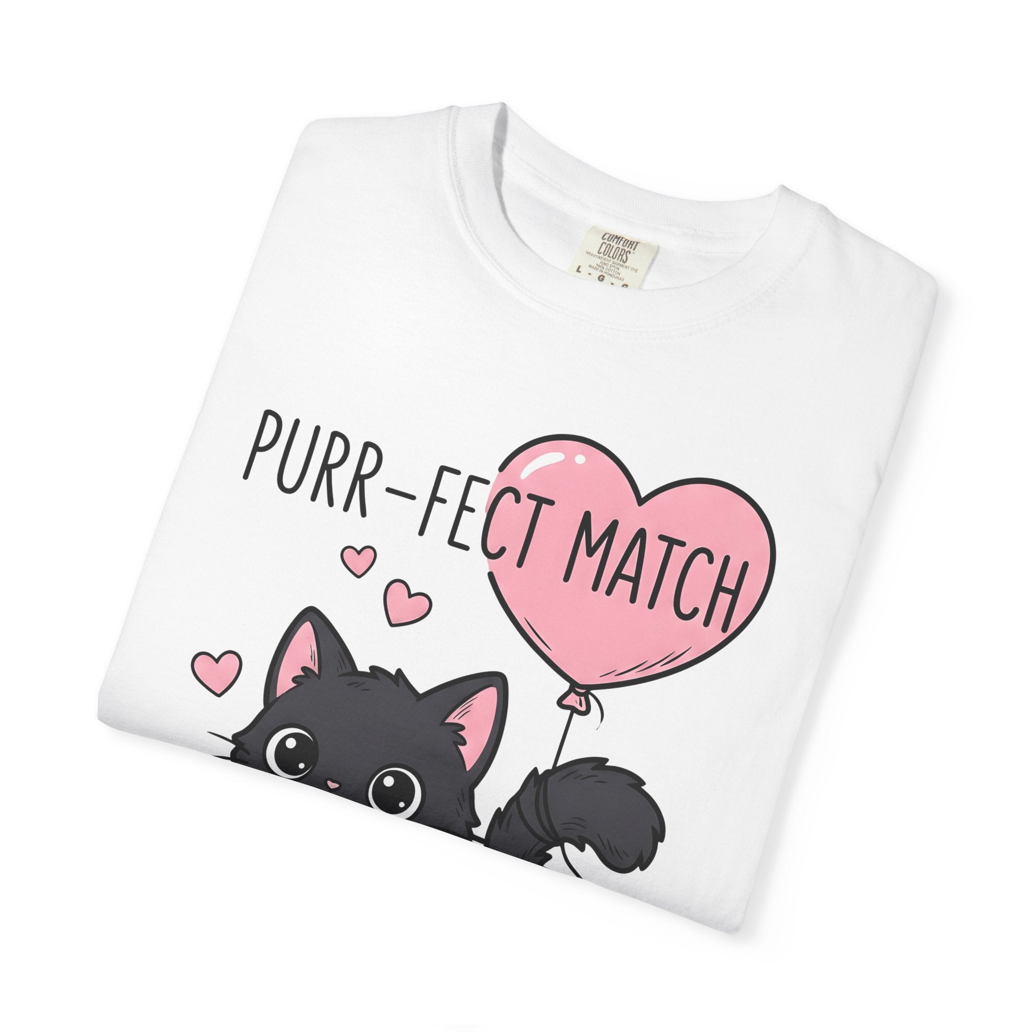 Black Cat Shirt St. Valentines Day Animals Gift Women Whimsical Tee Kitty T-Shirt Valentines Fan Cartoon Tshirt Creature Graphic Line Art