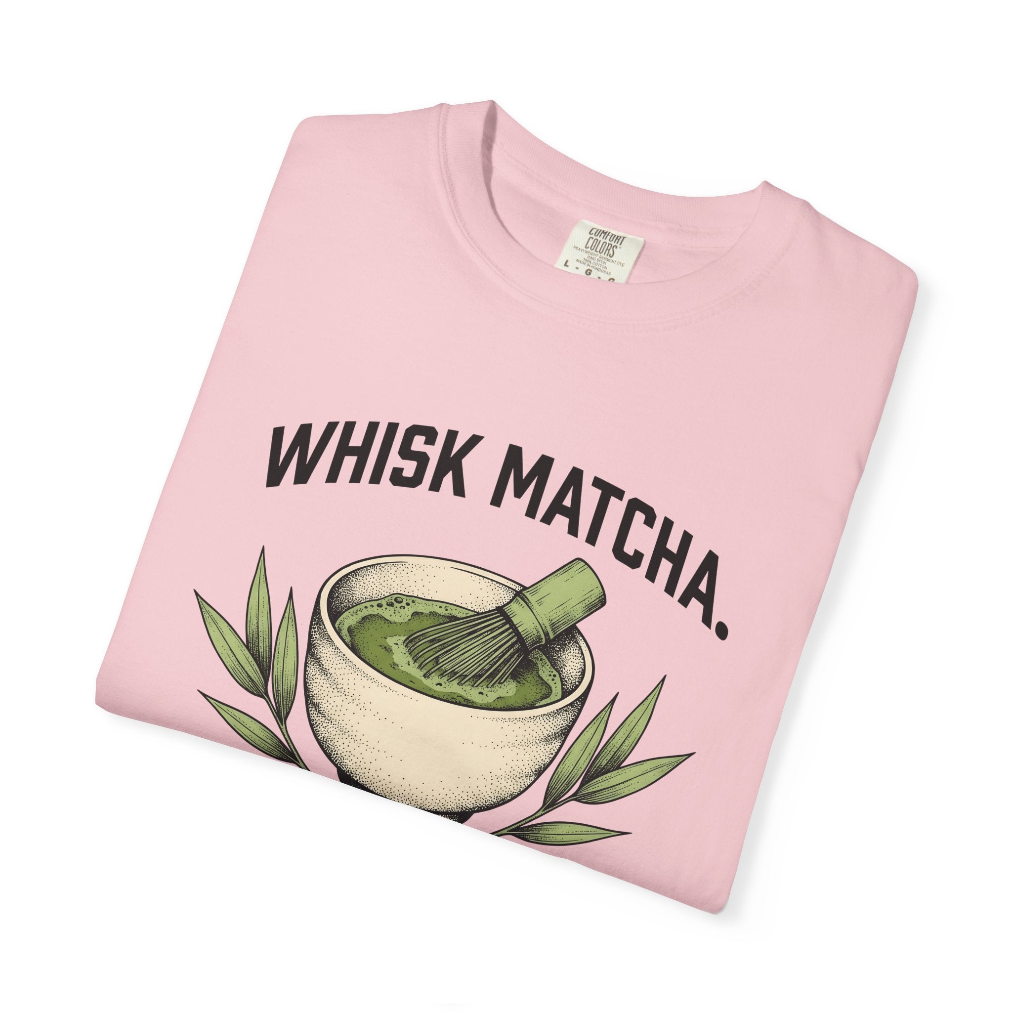 Matcha Bowl Shirt Drinks Tea Gift Women Hand Drawn Tee Matcha T-Shirt Beverage Fan Hand Drawn Tshirt Tea Illustration Vintage Bamboo Leaves