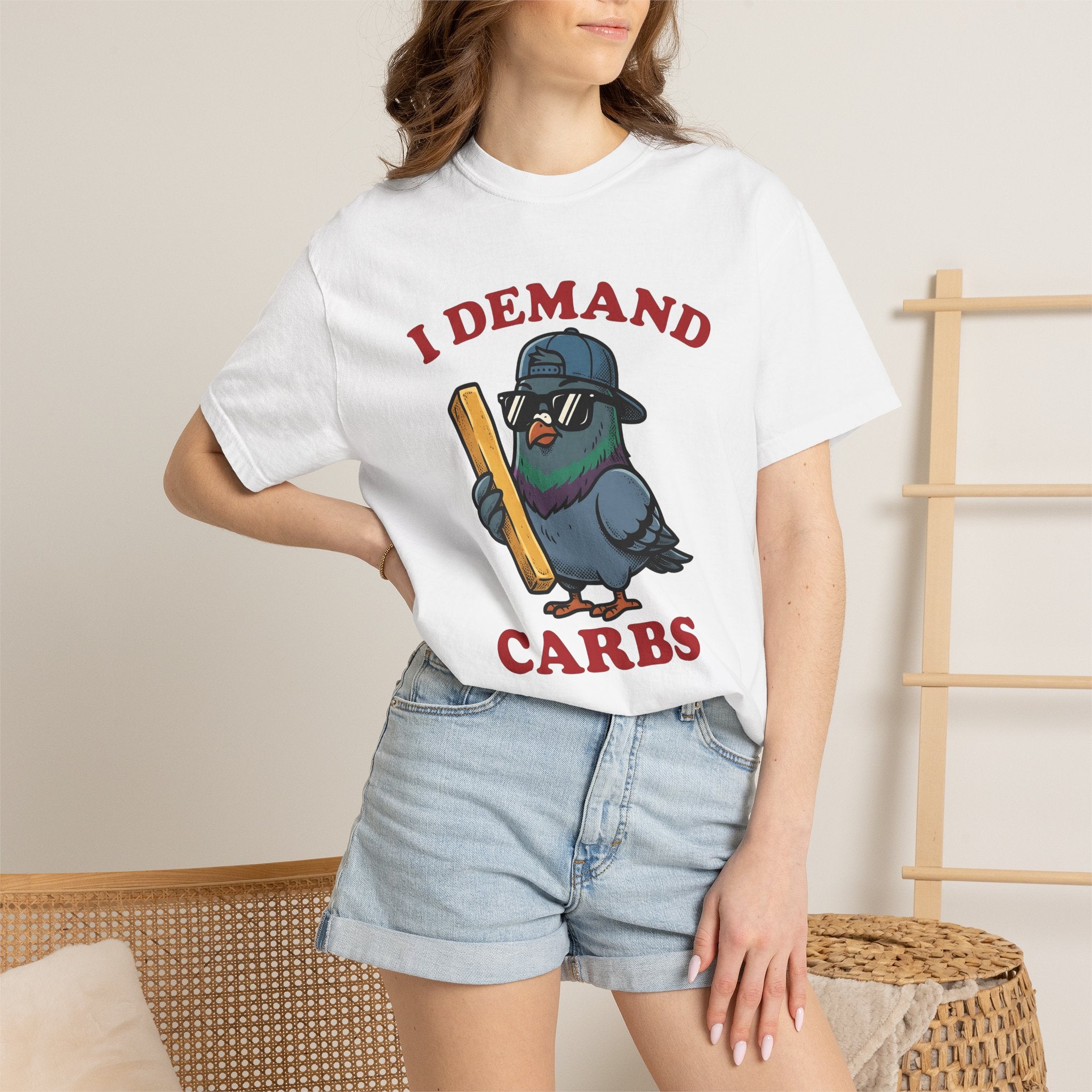 Pigeon Bread Shirt Funny Foodie Gift Women Cartoon Tee Birdseed T-Shirt Humor Fan Comic Tshirt Gourmet Graphic Retro Sunglasses Tshirt