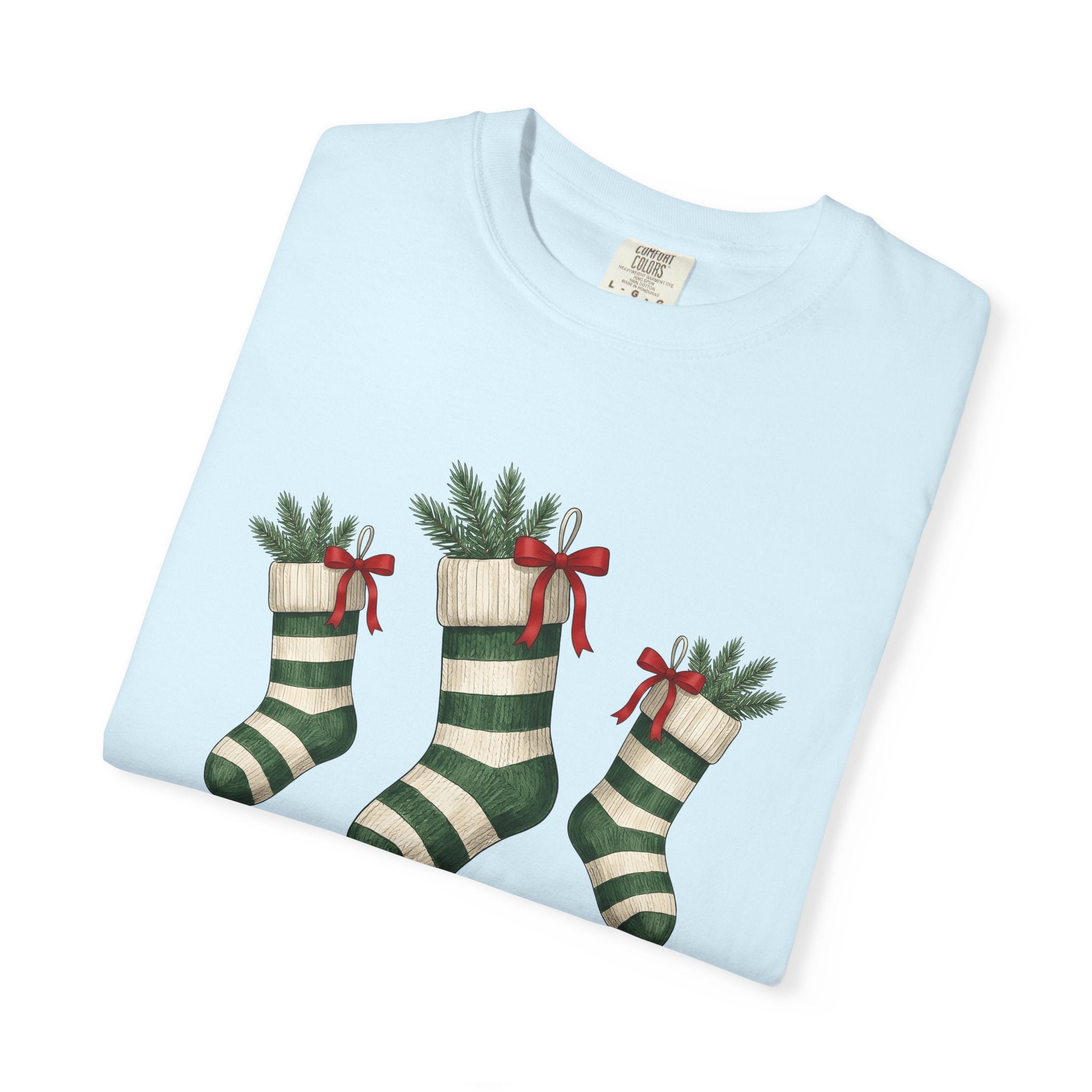 Xmas Stockings Shirt Christmas Celebration Gift Women Watercolor Tee Christmas Stockings T-Shirt Christmas Fan Watercolour Tshirt Party