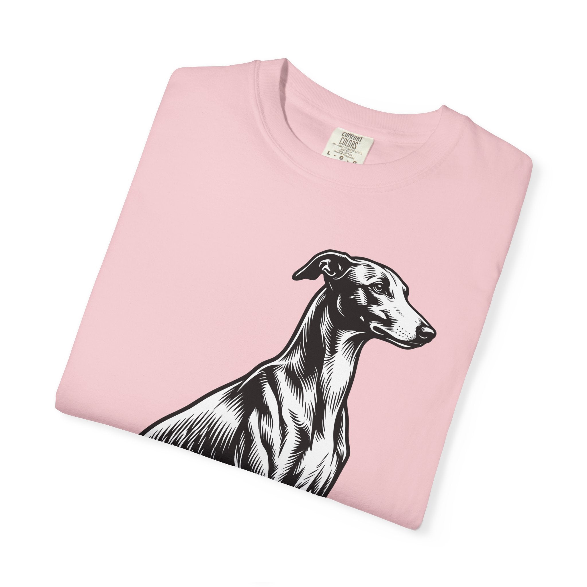 Greyhound Dog Shirt Dog Pet Gift Women Woodcut Tee Whippet T-Shirt Dog Fan Hound Tshirt Animal Graphic Vintage Sitting Pose Tshirt
