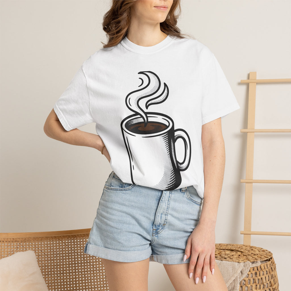 Java Mug Shirt Coffee Morning Gift Women Graphic Tee Mug T-Shirt Coffee Fan Caffeine Tshirt Morning Design Line Art Vapor Tshirt