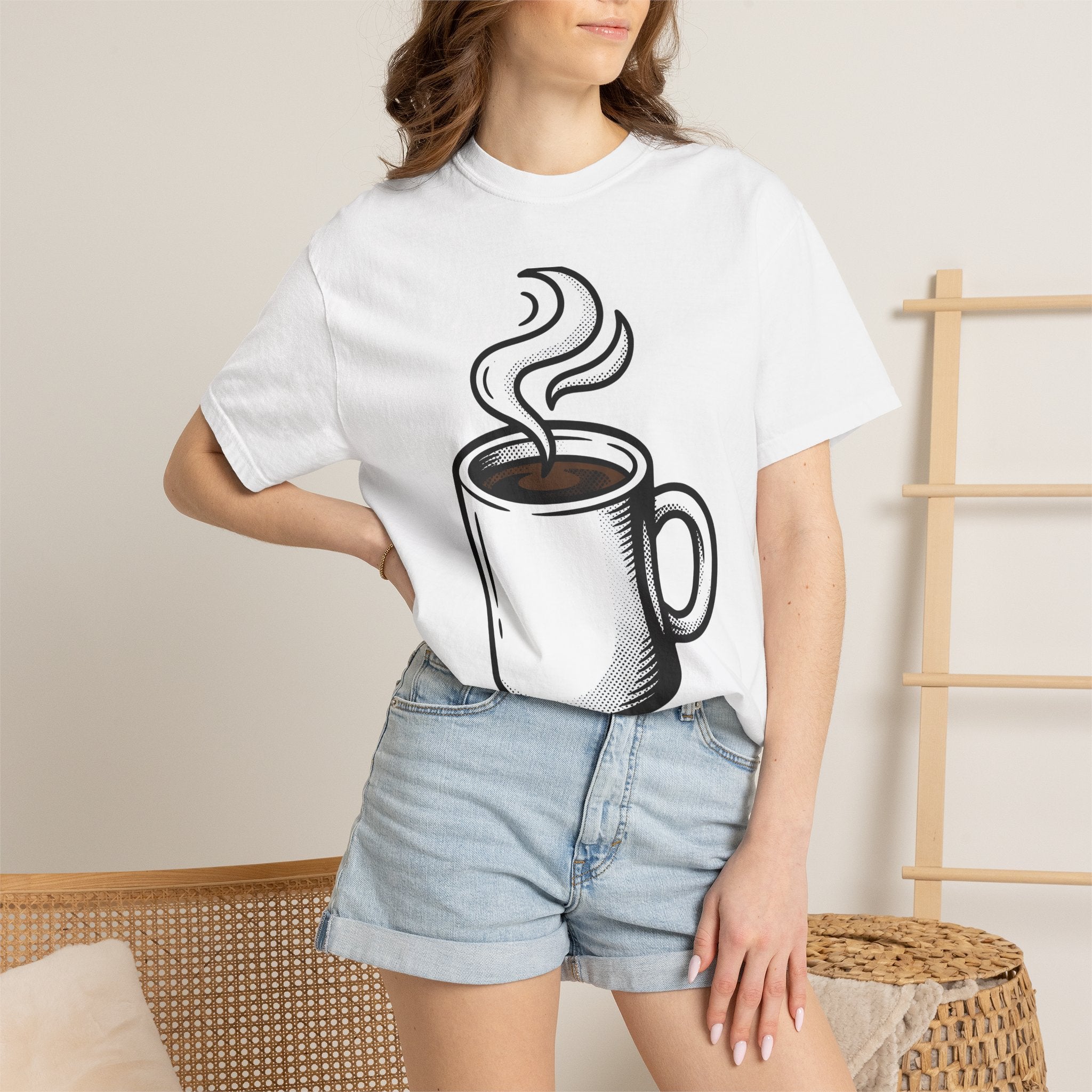 Java Mug Shirt Coffee Morning Gift Women Graphic Tee Mug T-Shirt Coffee Fan Caffeine Tshirt Morning Design Line Art Vapor Tshirt