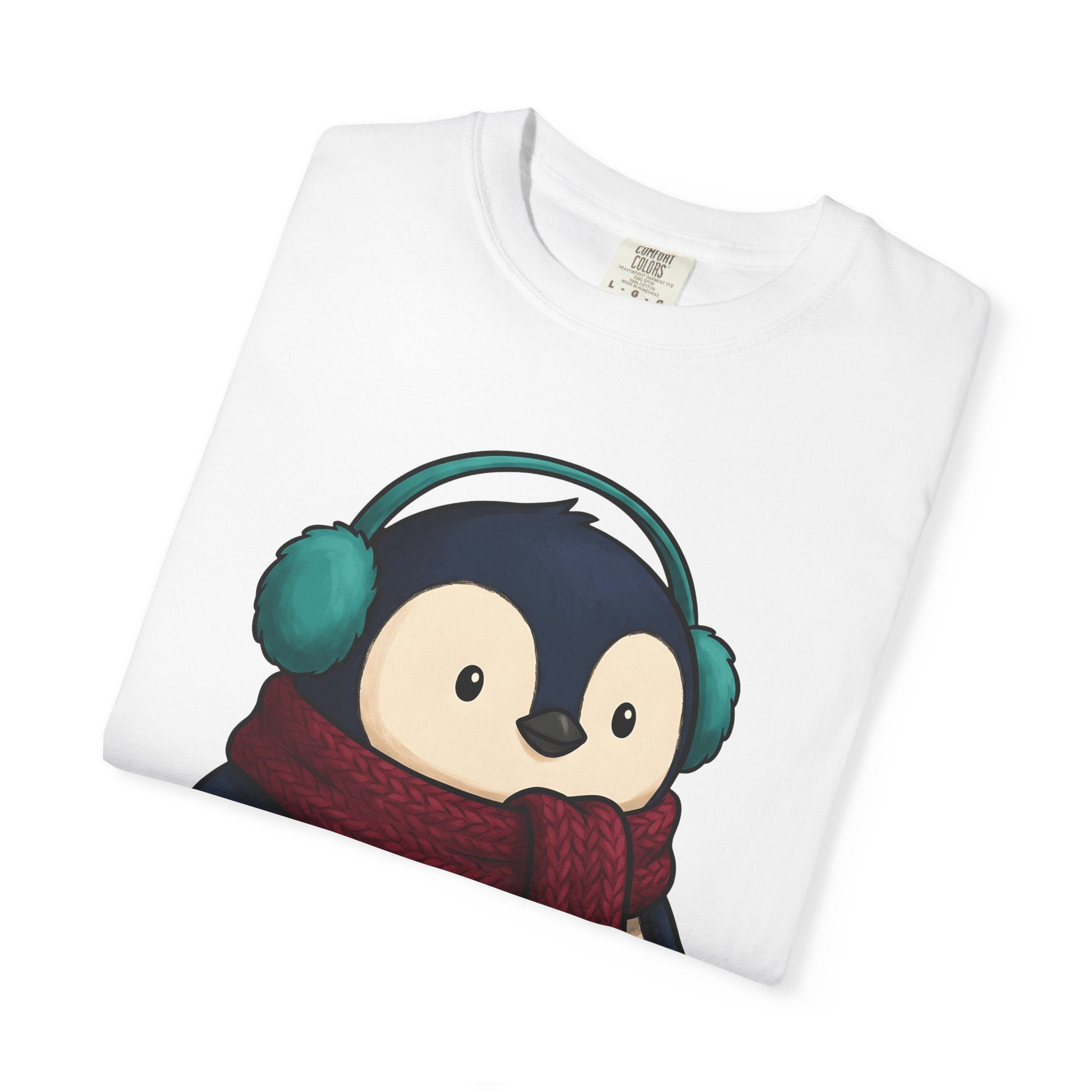 Penguin Shirt Animals Frost Gift Women Whimsical Tee Puffin T-Shirt Wildlife Fan Cartoon Tshirt Frosty Graphic Line Art Winter Wrap Tshirt