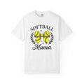 Softball Bow Ribbon Shirt Softball Mom Competition Gift Women Heavy Tee Softball T-Shirt Mom Fan Grunge Tshirt Competitive Graphic Old
