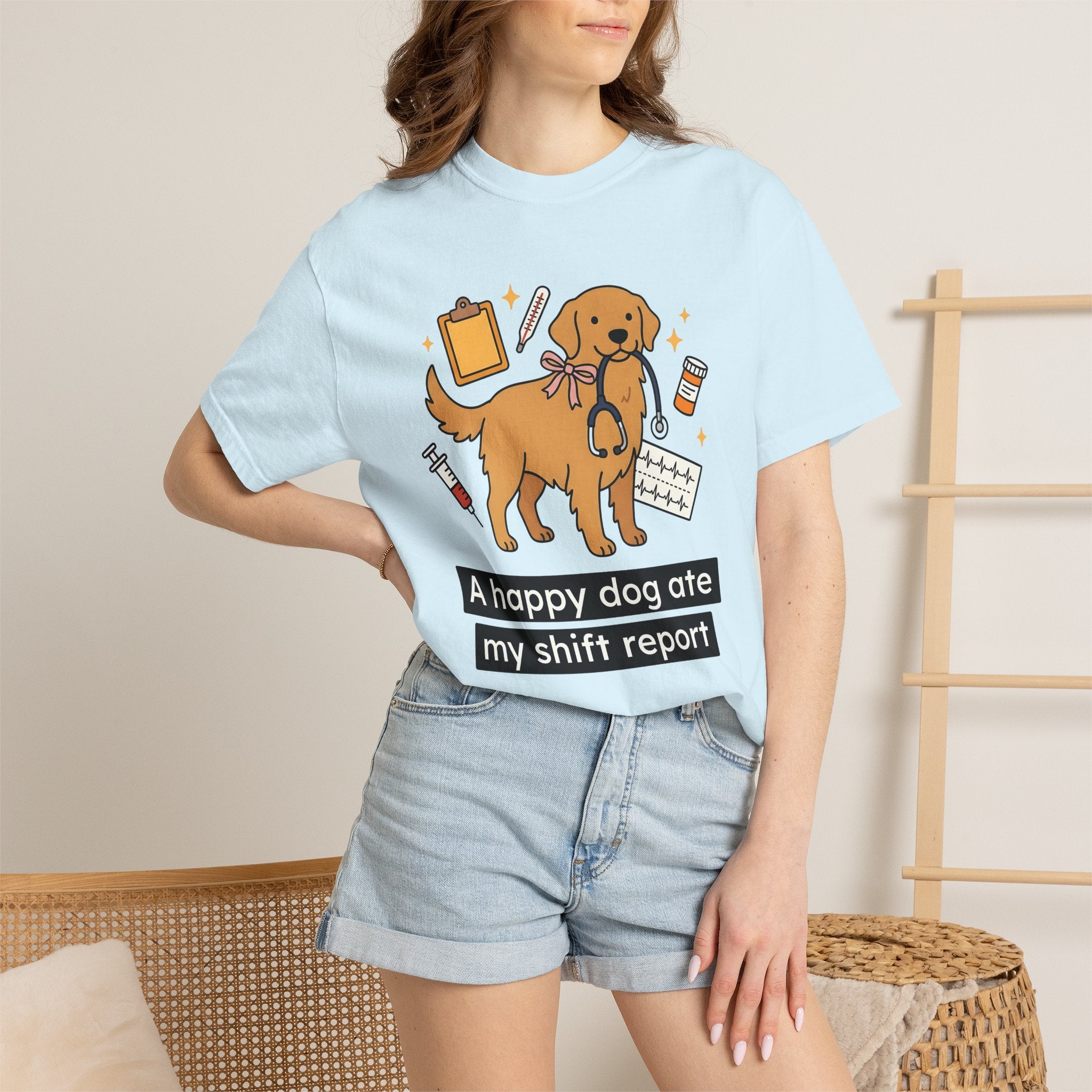 Retriever Dog Shirt Nurse Puppy Fan Gift Women Hand Drawn Tee Dog T-Shirt Healthcare Enthusiast Illustrated Graphic Dog Minimalist Vet