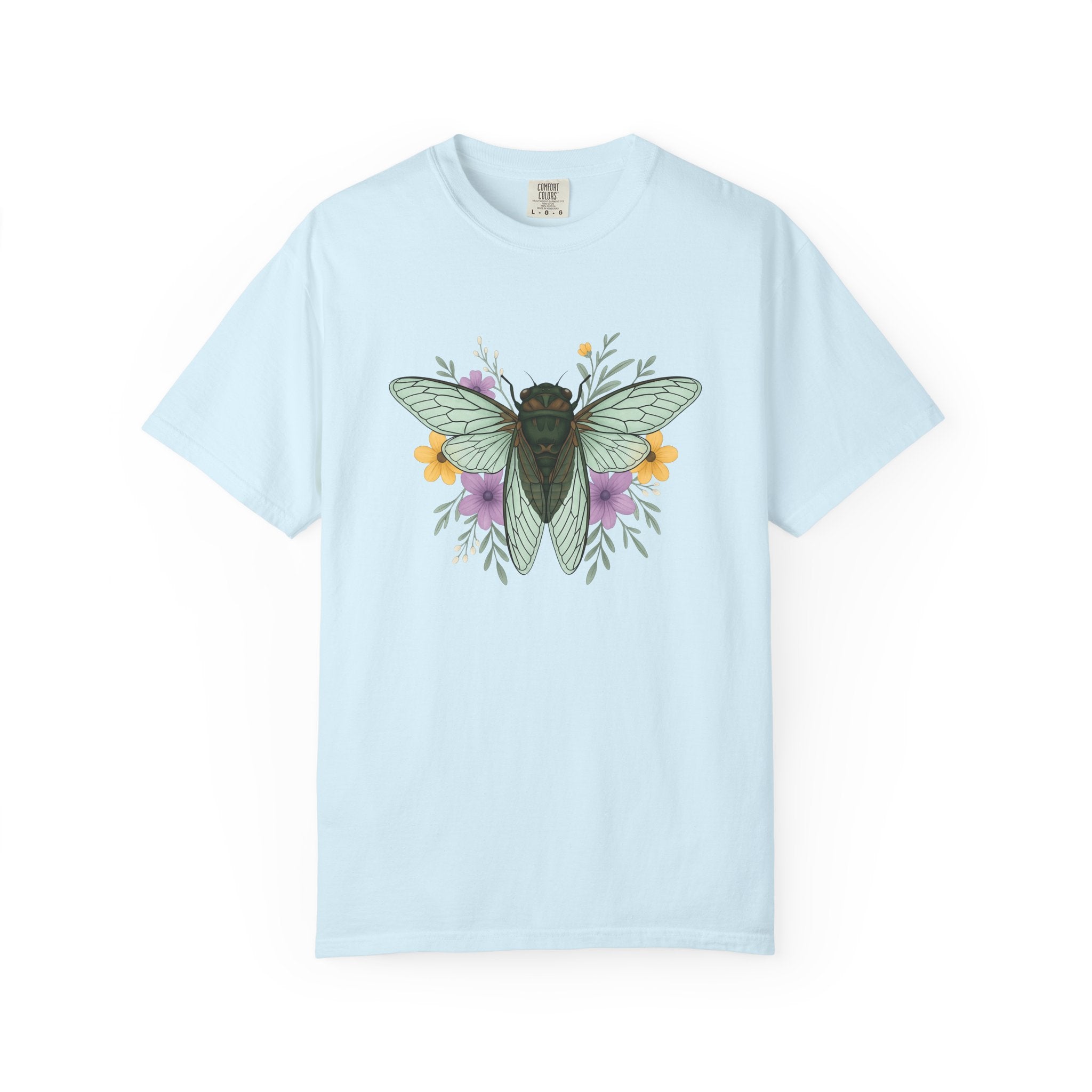 Cicada Floral Shirt Cottagecore Nature Gift Women Botanical Tee Cicada T-Shirt Homesteader Fan Botanical Illustration Outdoor Graphic
