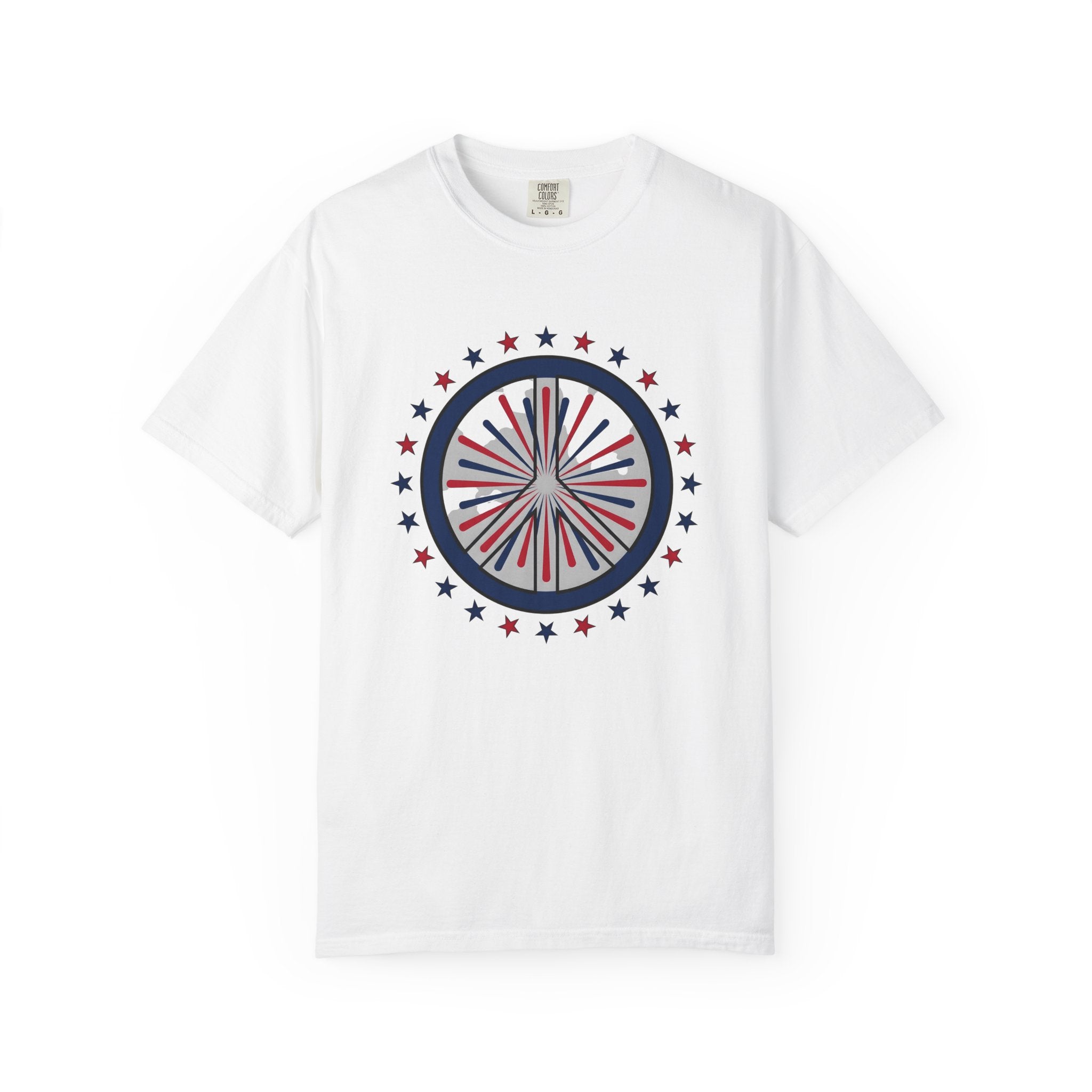 Peace Symbol Shirt 4th Of July Celebration Gift Women Retro Tee Peace Sign T-Shirt Fireworks Fan Vintage Tshirt Party Graphic Sketch Star