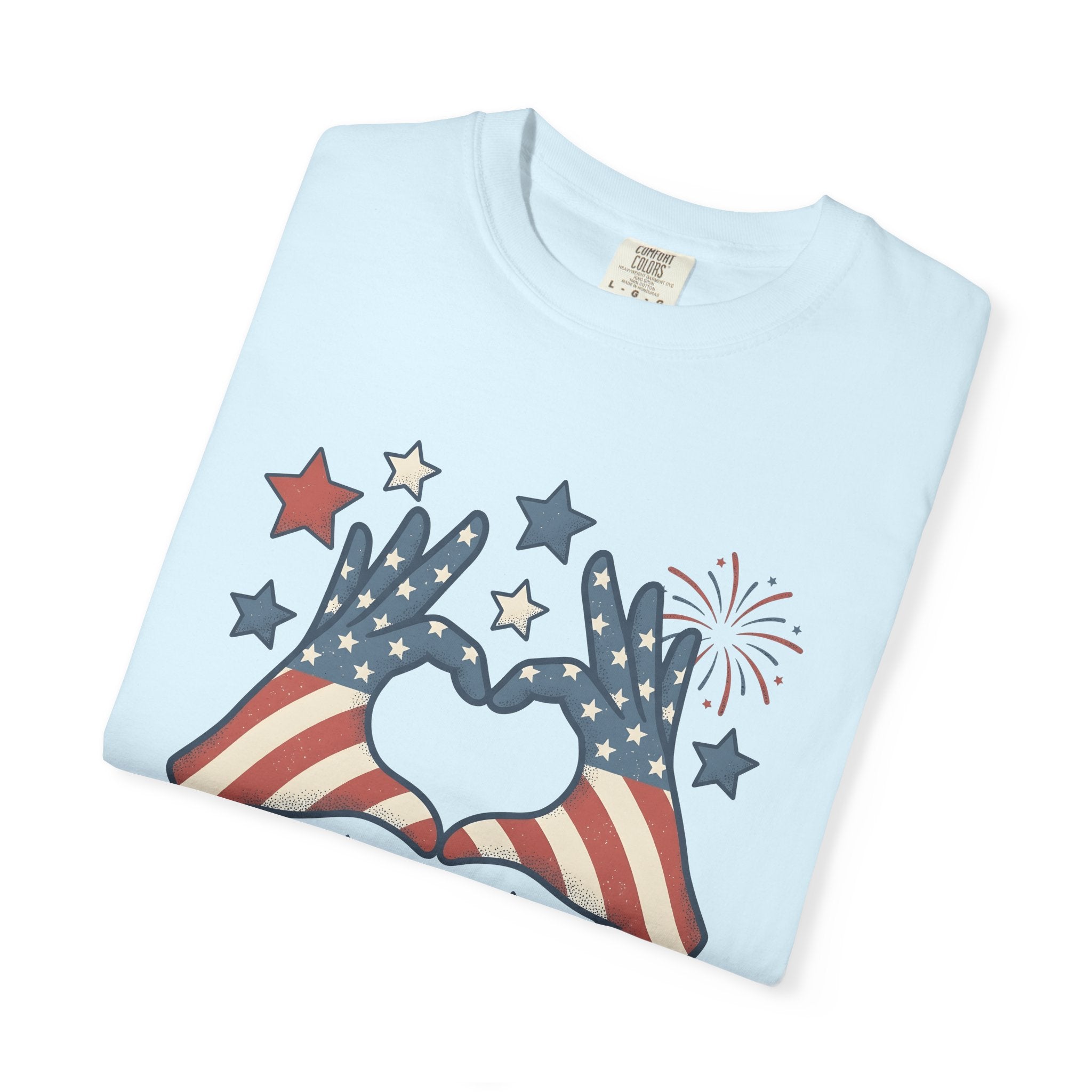 Patriotic Palms Shirt 4th Of July Event Gift Women Hand Drawn Tee American Palms T-Shirt Independence Day Enthusiast Illustrated Graphic