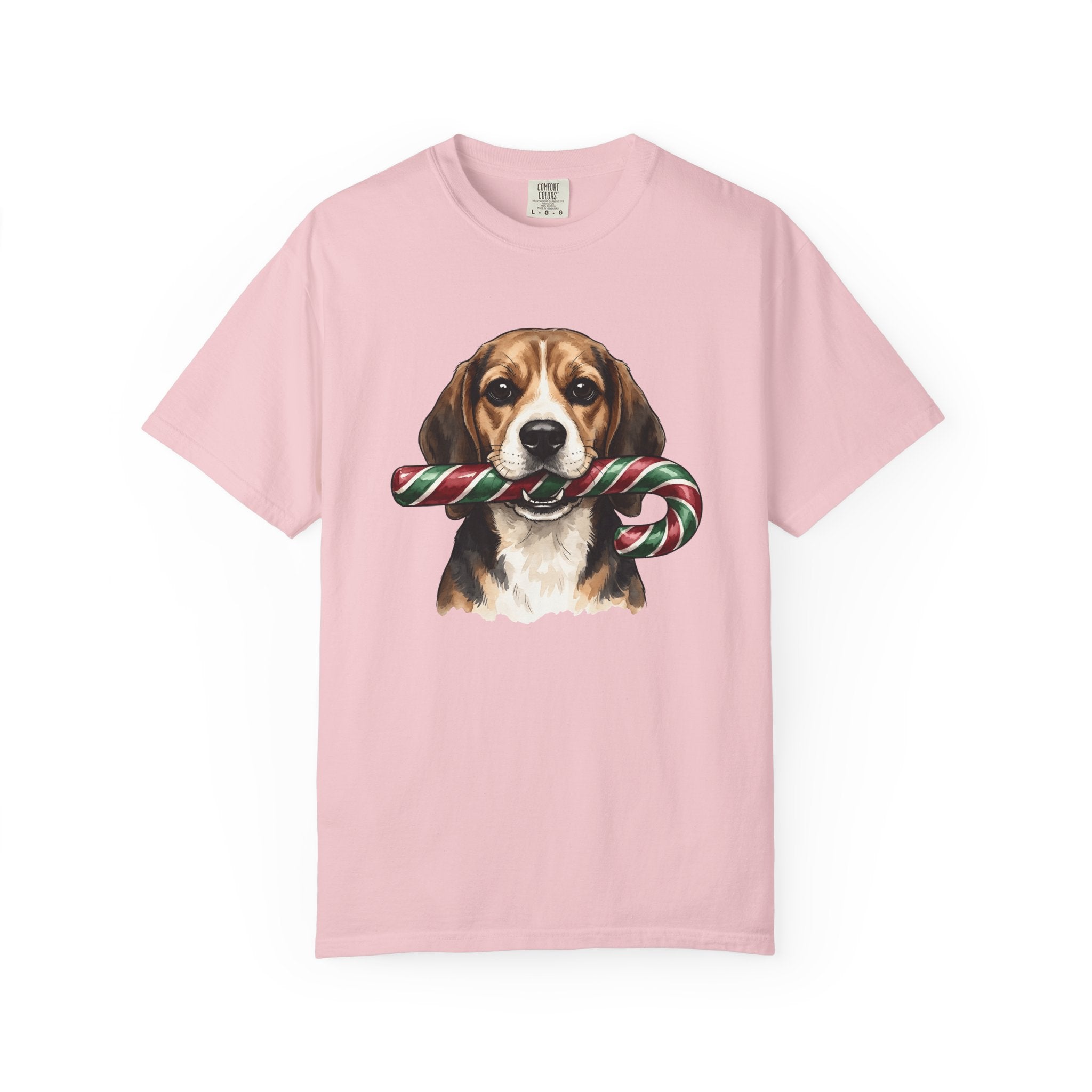 Beagle Dog Shirt Dog Christmas Gift Women Watercolor Tee Hound T-Shirt Dog Fan Watercolour Tshirt Winter Graphic Hand Drawn Candy Cane