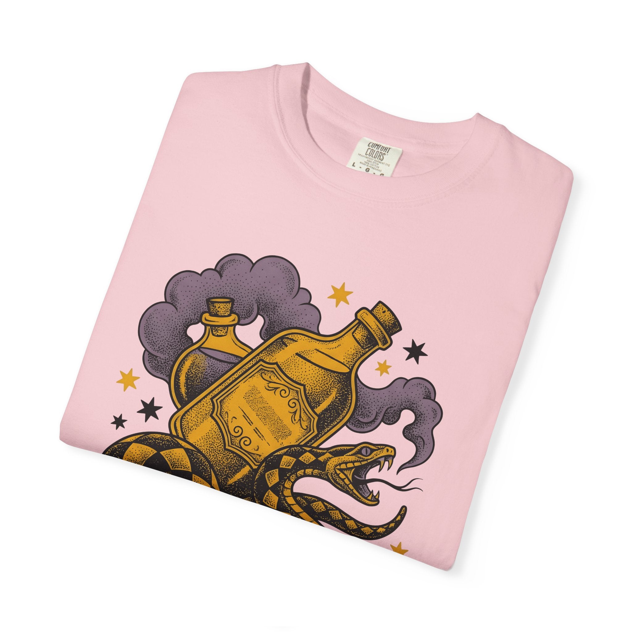 Snake Elixir Jar Shirt Boho Chic Occult Gift Women Body Art Tee Potion Bottle T-Shirt Bohemian Fan Tattoo Art Tshirt Mystical Graphic Old