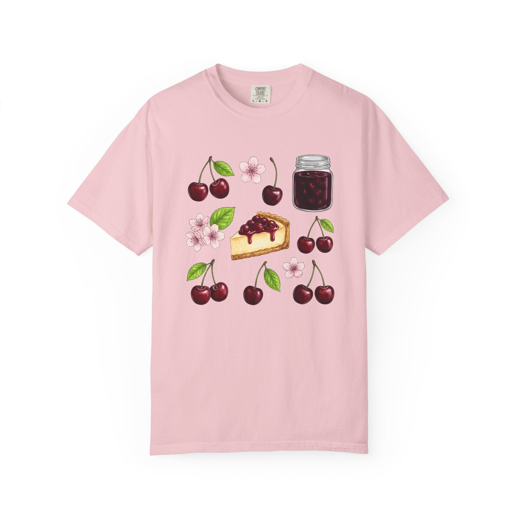 Cherry Tart Shirt Desserts Confections Gift Women Line Art Tee Tart T-Shirt Dessert Fan Pie Tshirt Sweets Graphic Pastel Floral Tshirt