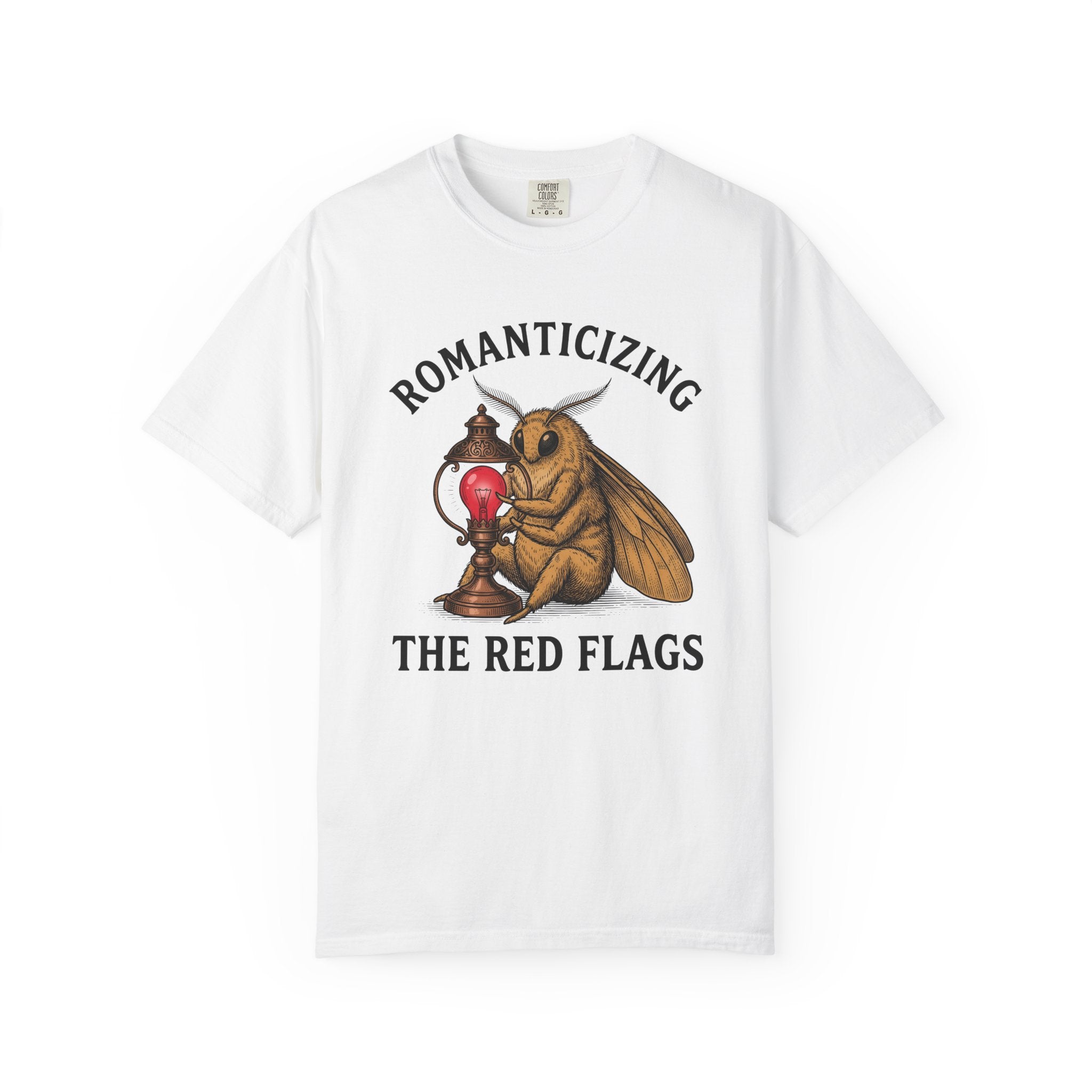 Insect Lamp Shirt Funny Creature Gift Women Old School Tee Bug Light T-Shirt Humor Fan Vintage Tshirt Monster Graphic Line Art Red Bulb