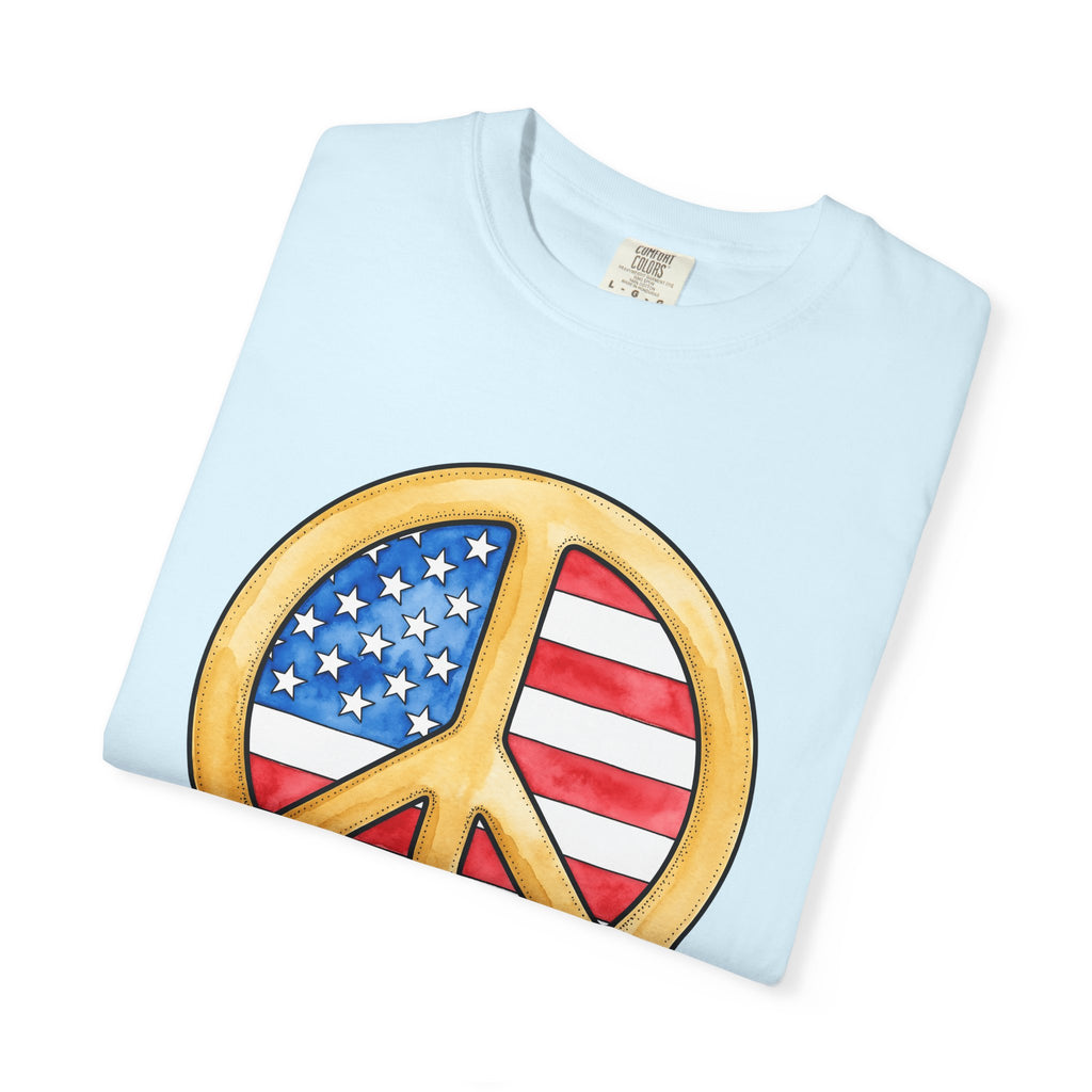 Peace Hand Shirt 4th Of July America Gift Women Hand Painted Tee Fist T-Shirt Independence Day Enthusiast Painted Tshirt Patriotic Graphic