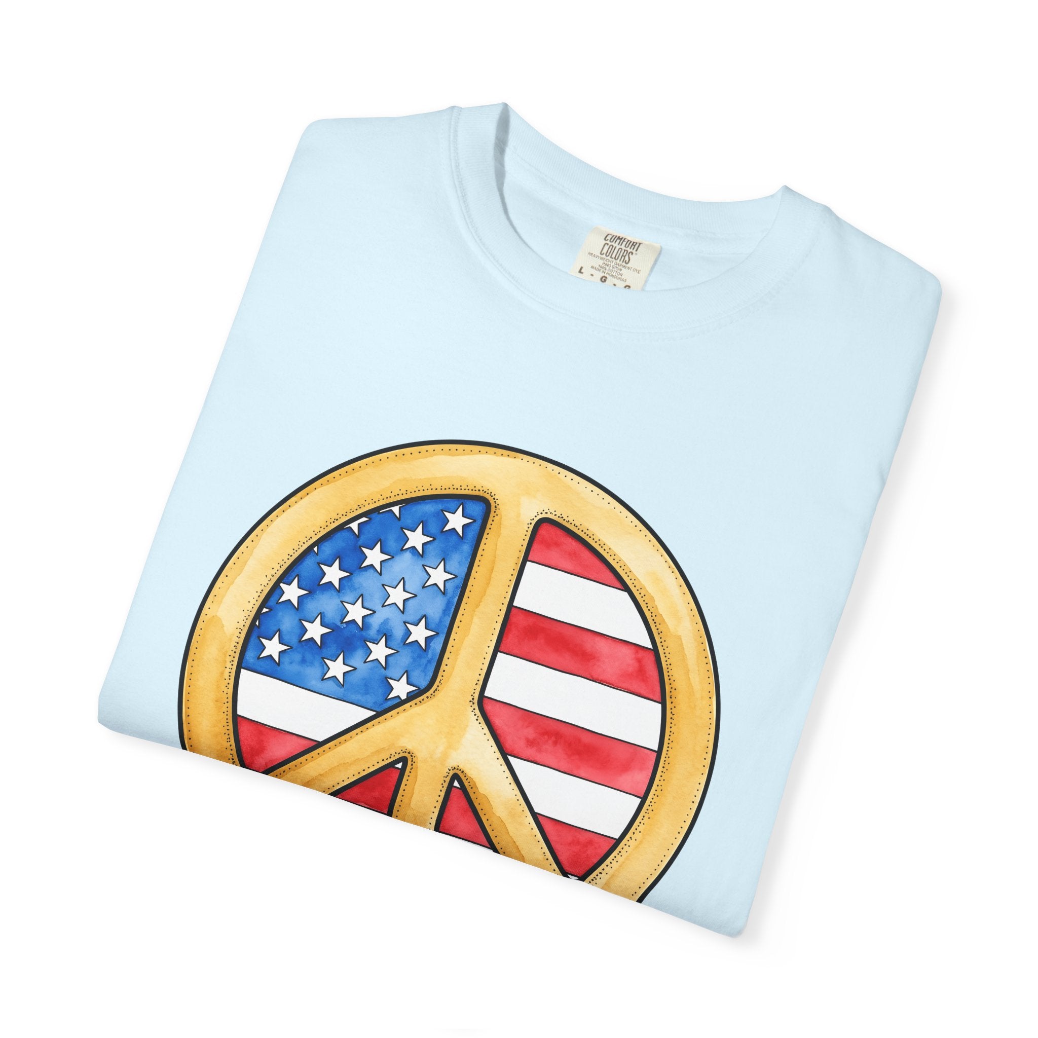 Peace Hand Shirt 4th Of July America Gift Women Hand Painted Tee Fist T-Shirt Independence Day Enthusiast Painted Tshirt Patriotic Graphic