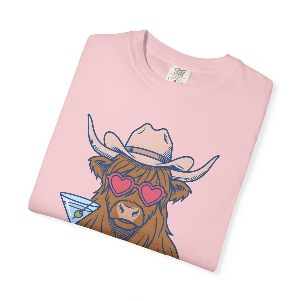 Cow Cocktail Shirt Cowgirl Celebration Gift Women Comic Tee Cocktail T-Shirt Rodeo Fan Cartoon Tshirt Party Graphic Vintage Love Glasses