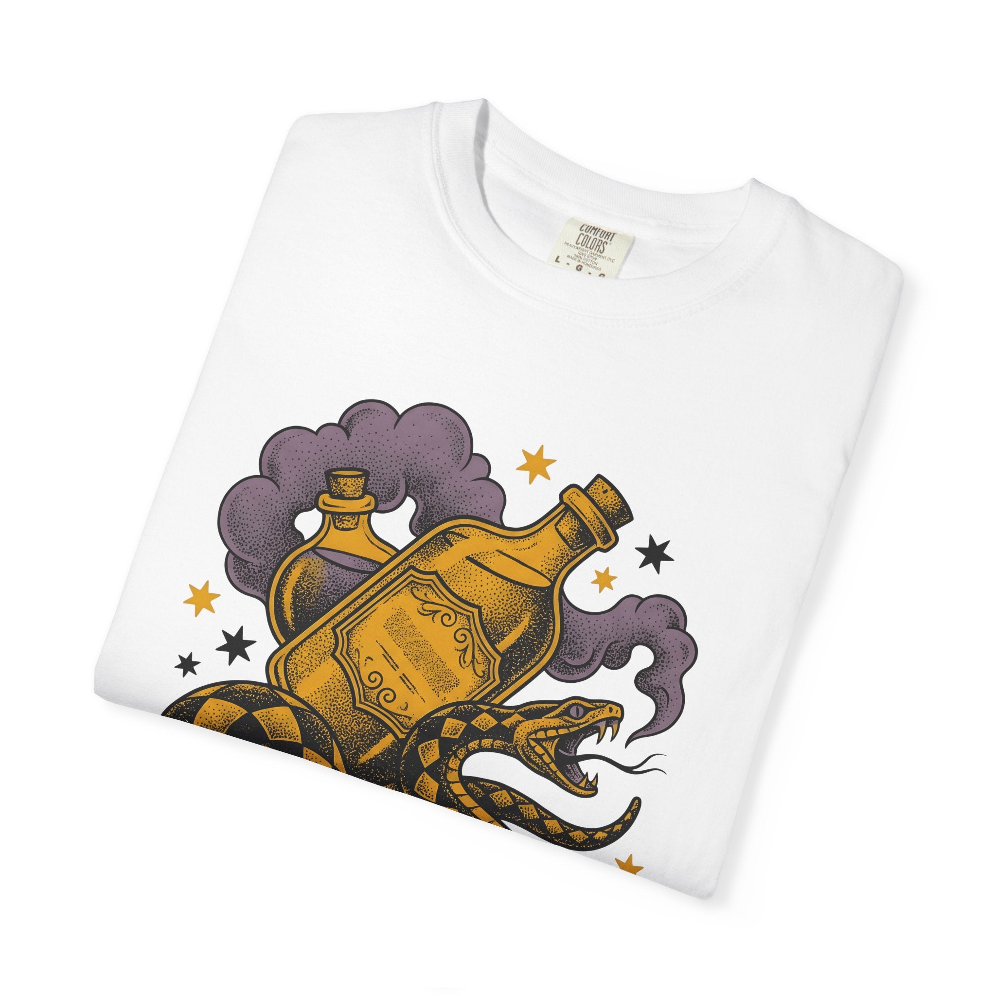 Snake Elixir Jar Shirt Boho Chic Occult Gift Women Body Art Tee Potion Bottle T-Shirt Bohemian Fan Tattoo Art Tshirt Mystical Graphic Old