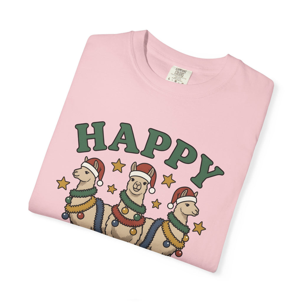 Llama Set Shirt Christmas Pet Gift Women Comic Tee Alpaca T-Shirt Xmas Fan Cartoon Tshirt Animal Graphic Classic Holiday Hat Tshirt