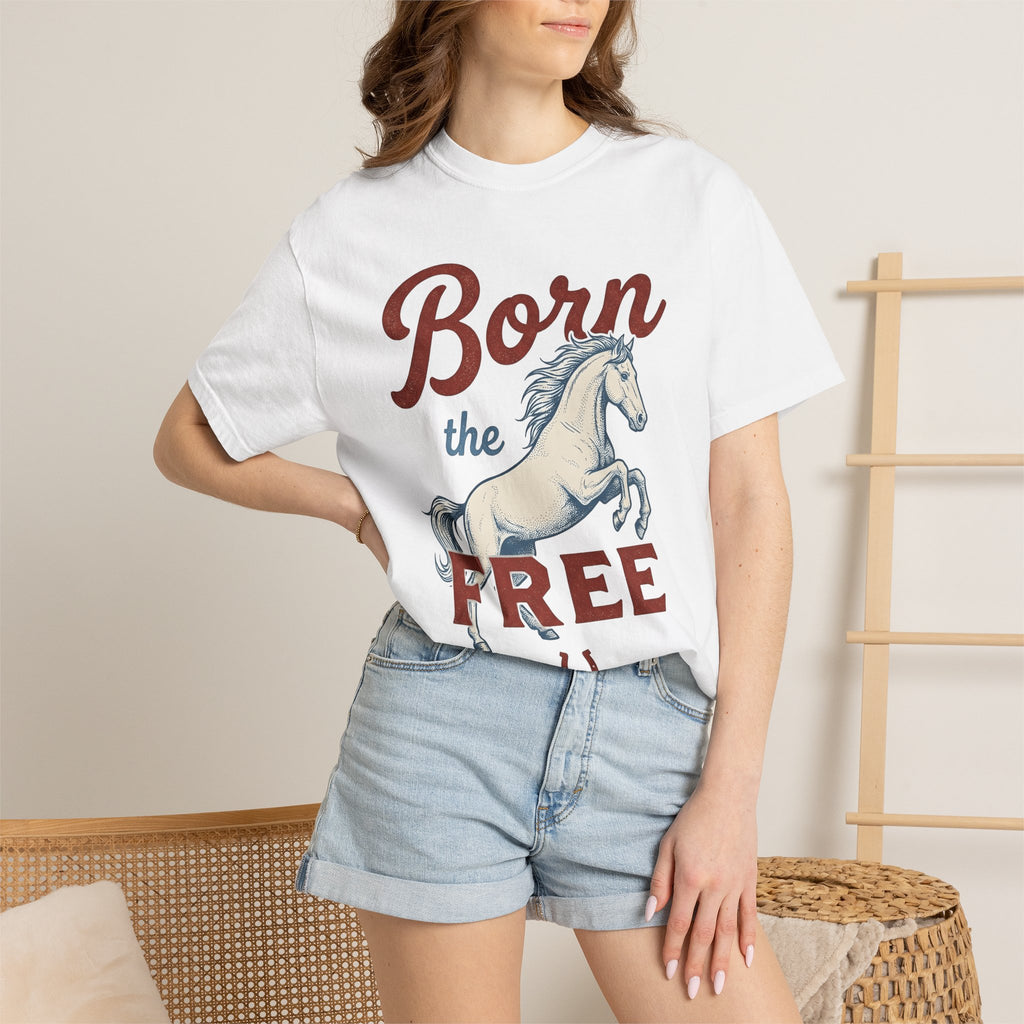 Prancing Horse Shirt America Independence Gift Women Classic Tee Stallion T-Shirt Patriot Fan Vintage Tshirt Liberty Graphic Line Art