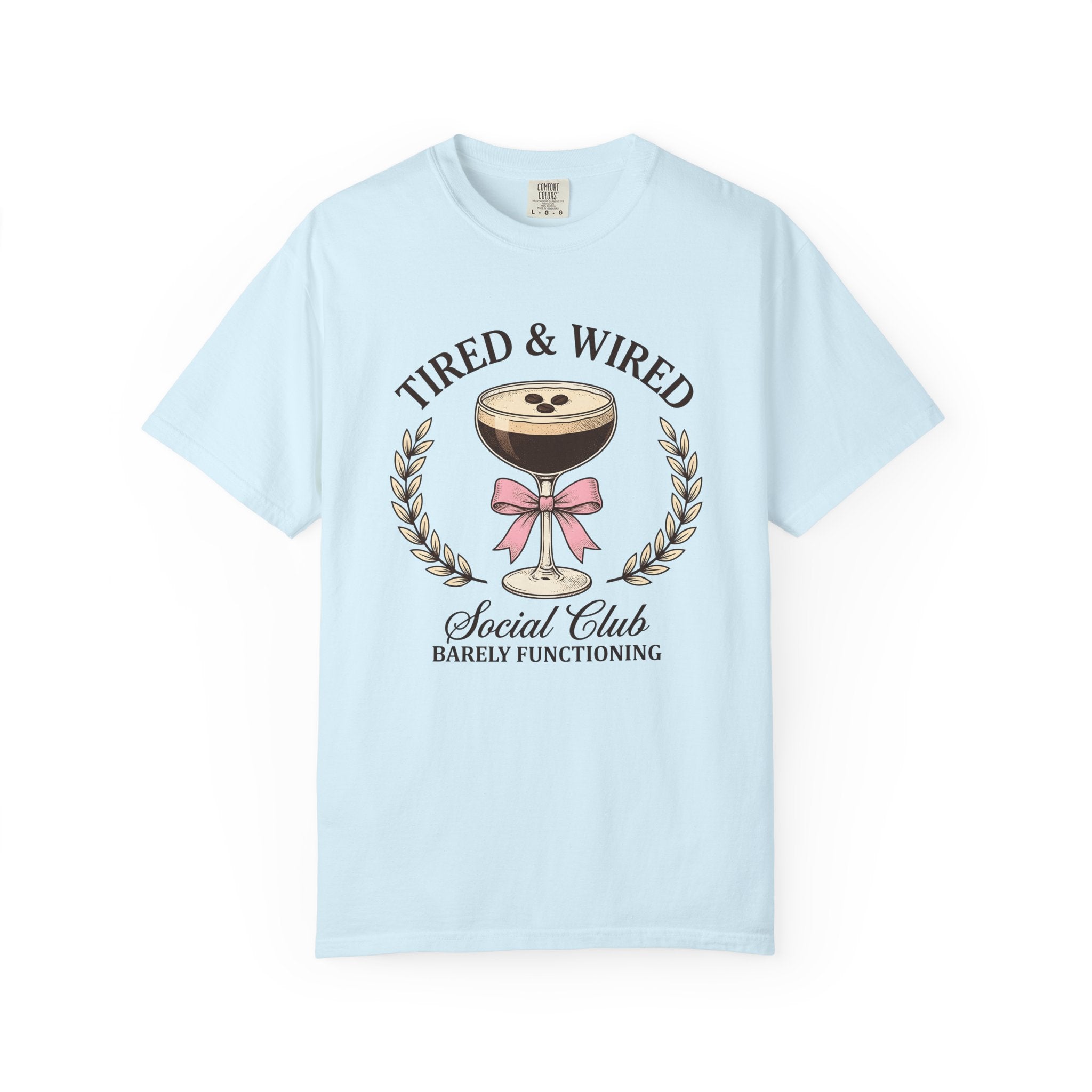 Coffee Cocktail Shirt Coffee Humor Gift Women Vintage Tee Coffee Drink T-Shirt Coffee Fan Retro Tshirt Funny Graphic Hand Drawn Pink Bow