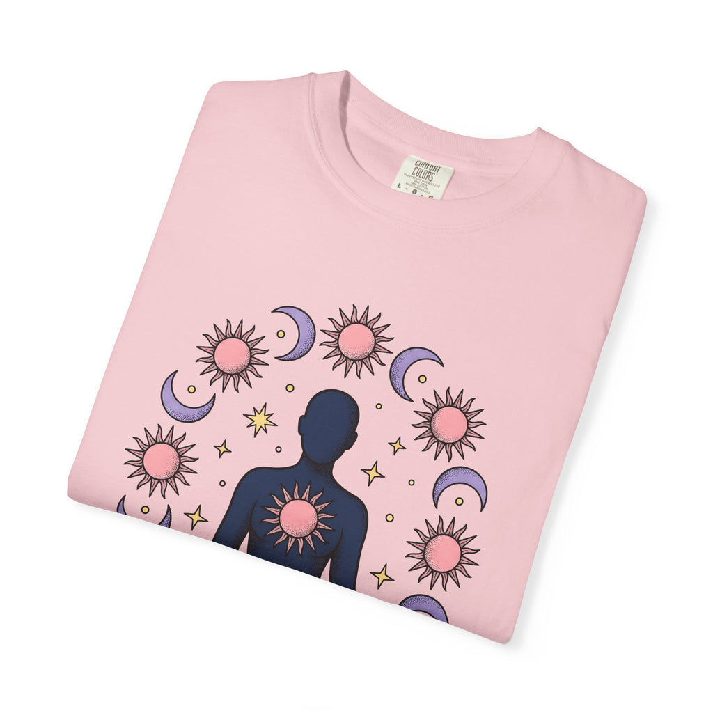 Meditating Person Shirt Boho Chic Metaphysical Gift Women Sketch Tee Yogi T-Shirt Bohemian Enthusiast Doodle Tshirt Spiritual Graphic Simple