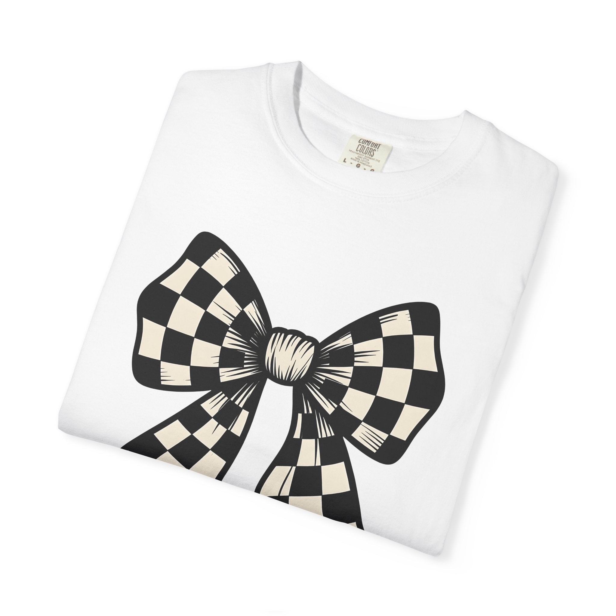 Checkered Bow Shirt Bow Fashion Gift Women Bold Graphic Tee Plaid Bow T-Shirt Bow Fan Graphic Tshirt Style Illustration Retro Ribbon Tshirt