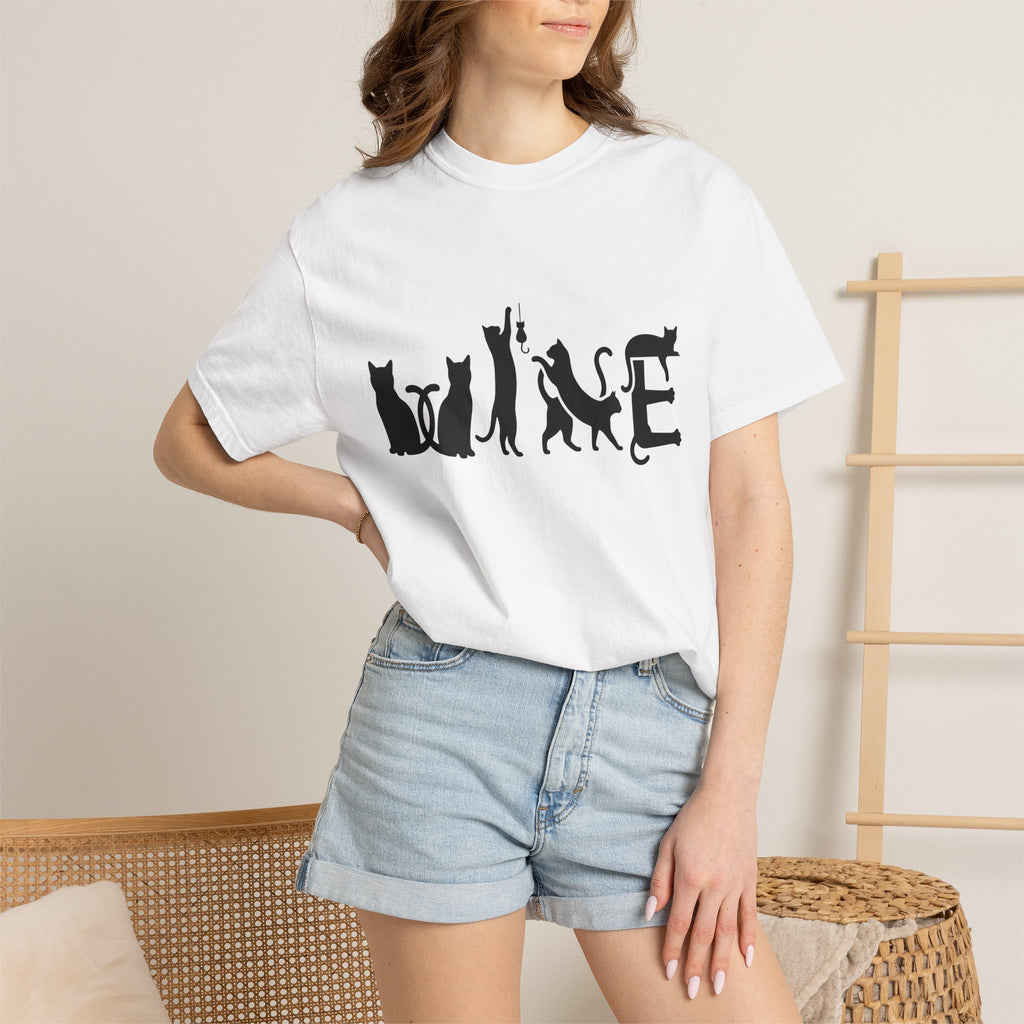 Cat Outline Shirt Cat Animals Gift Women Simple Tee Kitten T-Shirt Feline Fan Cat Tshirt Wildlife Graphic Contemporary Rodent Tshirt