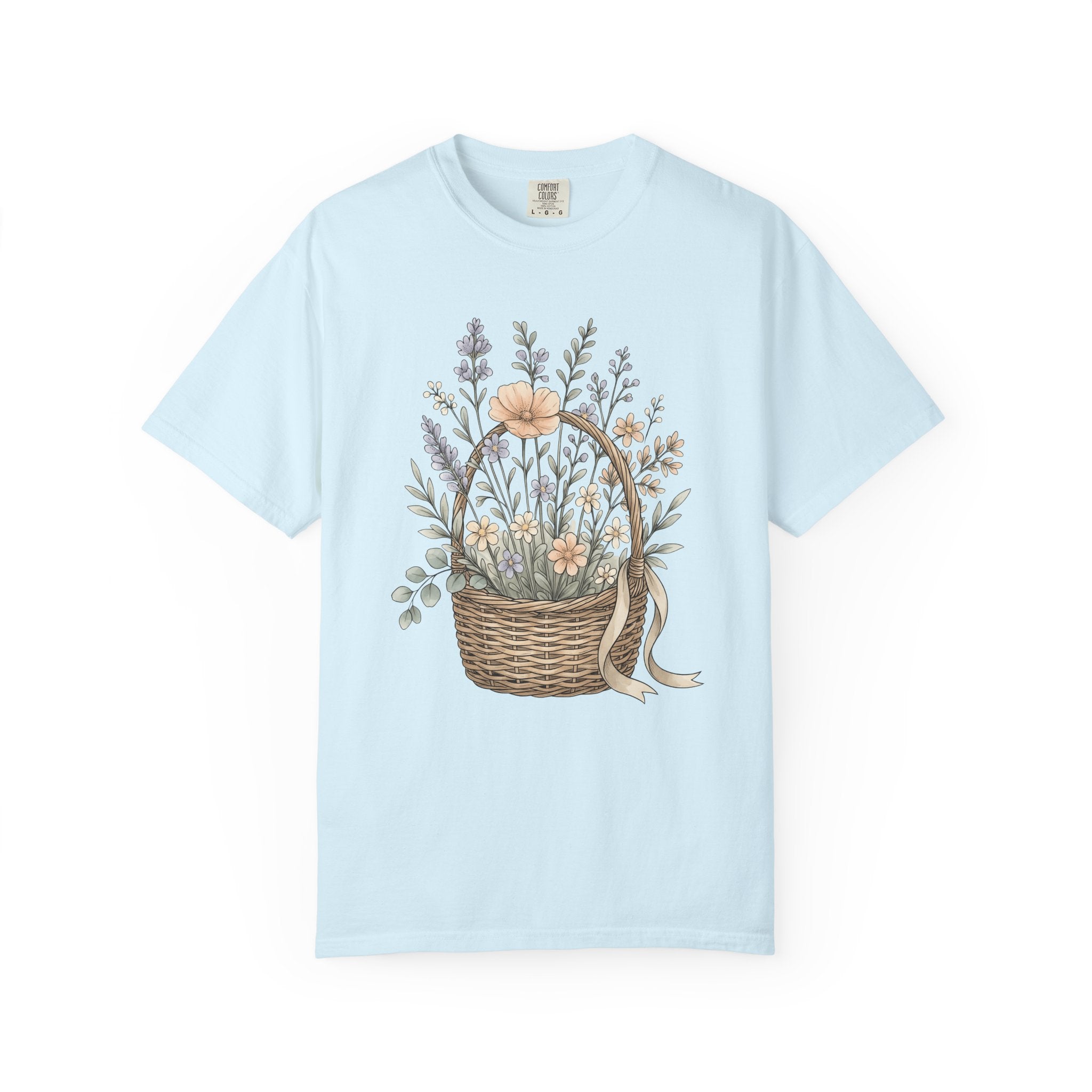 Blossom Basket Shirt Cottagecore Petals Gift Women Line Art Tee Flower Arrangement T-Shirt Rustic Fan Minimalist Tshirt Floral Graphic