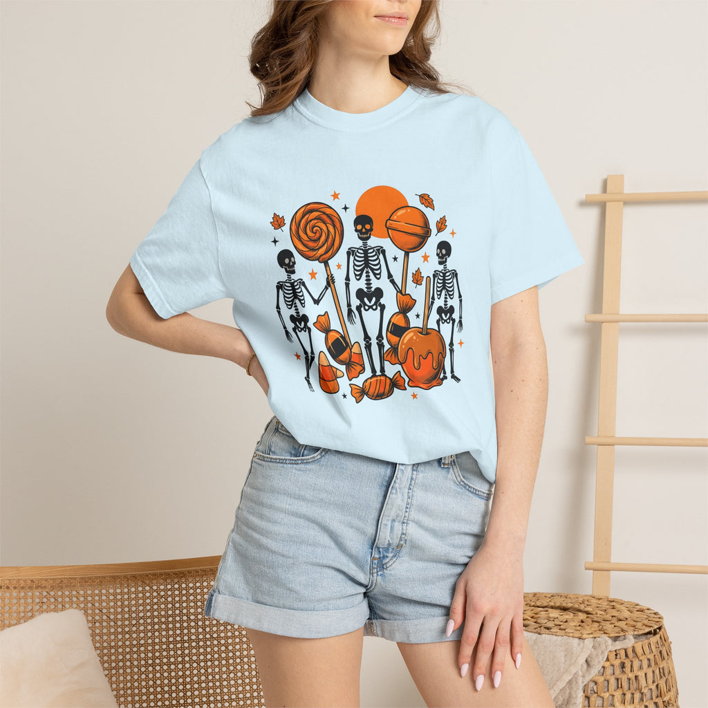 Skull Sweets Shirt Halloween Horror Gift Women Comic Tee Sugar Skull T-Shirt Spooky Fan Creepy Tshirt Macabre Graphic Retro Candy Tshirt