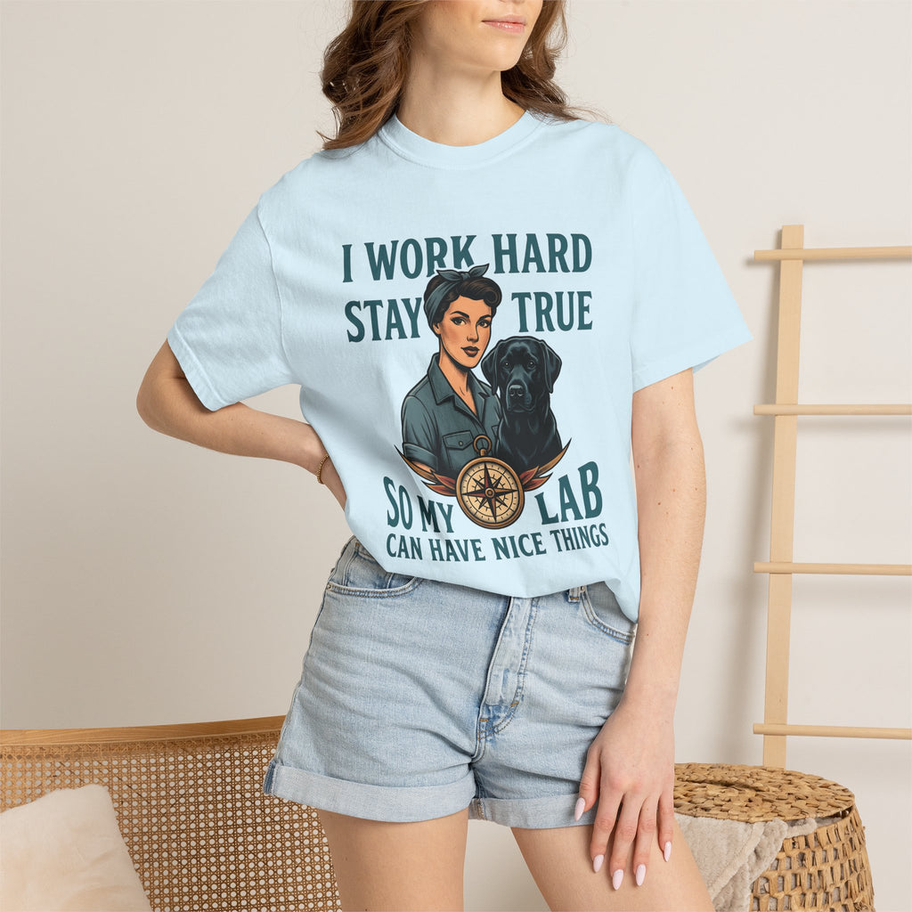 Lady Labrador Shirt Dog Travel Gift Women Hand Drawn Tee Retriever T-Shirt Dog Fan Illustrated Tshirt Adventure Graphic Sketch Compass Rose
