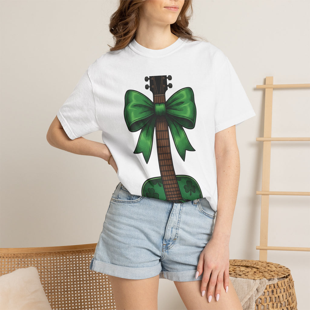 Shamrock Guitar Shirt Cowgirl Sound Gift Women Rustic Tee Guitar T-Shirt Rodeo Fan Country Tshirt Audio Graphic Classic Shamrock Ribbon