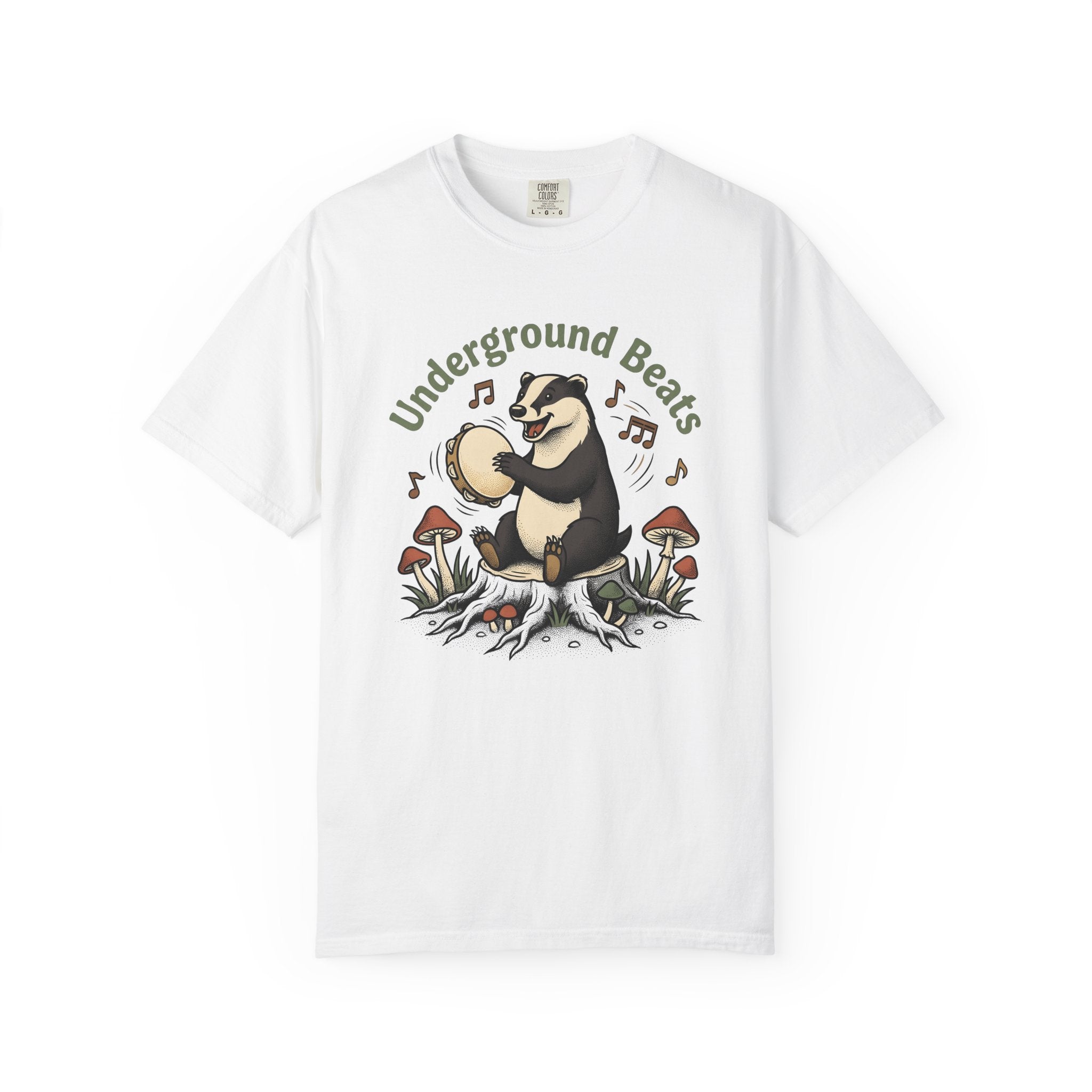Badger Tambourine Shirt Cottagecore Forest Gift Women Playful Tee Tambourine T-Shirt Cottage Enthusiast Whimsical Tshirt Woods Graphic Retro
