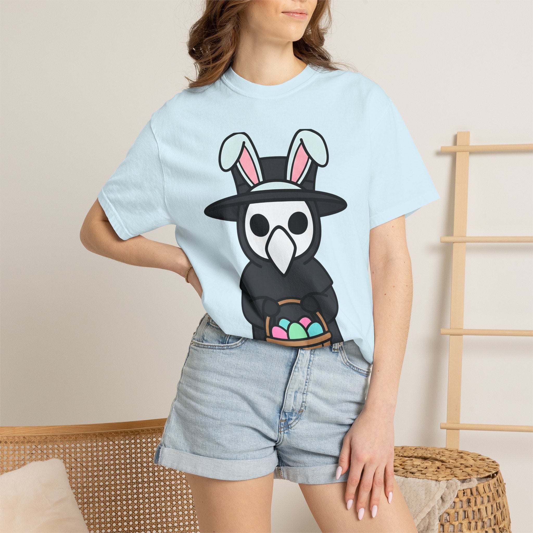 Plague Doctor Bunny Shirt Easter Gothic Gift Women Cute Cartoon Tee Bunny T-Shirt Easter Fan Dark Tshirt Dark Graphic Minimalist Easter