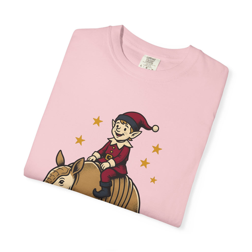 Elf Armadillo Shirt Christmas Fauna Gift Women Caricature Tee Armadillo T-Shirt Xmas Fan Cartoon Tshirt Wildlife Graphic Classic Stars