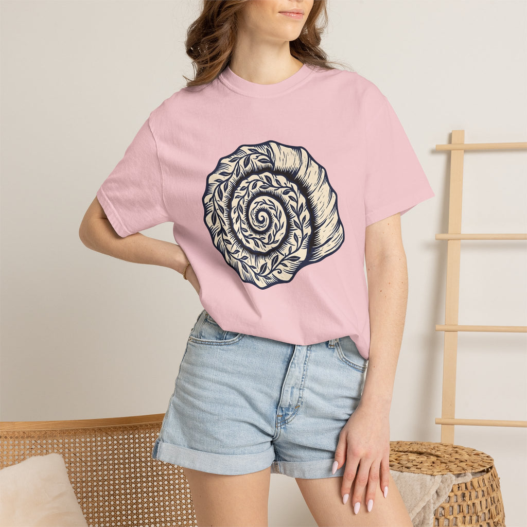 Snail Shell Shirt Animals & Flowers Wildlife Gift Women Cartoon Tee Seashell T-Shirt Animal Fan Shell Tshirt Wildlife Graphic Sketch Plant