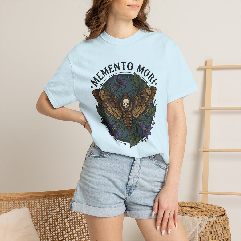 Death Moth Shirt Gothic Floral Gift Women Tattoo Tee Moth T-Shirt Goth Fan Ink Tshirt Bouquet Graphic Vintage Skull Tshirt